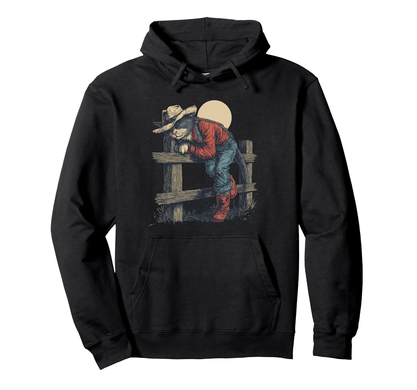 Country Western Cowgirl Funny Cowboy Cat Hoodie - Unique Graphic Unisex - T-Shirt, Sweatshirt, Hoodie