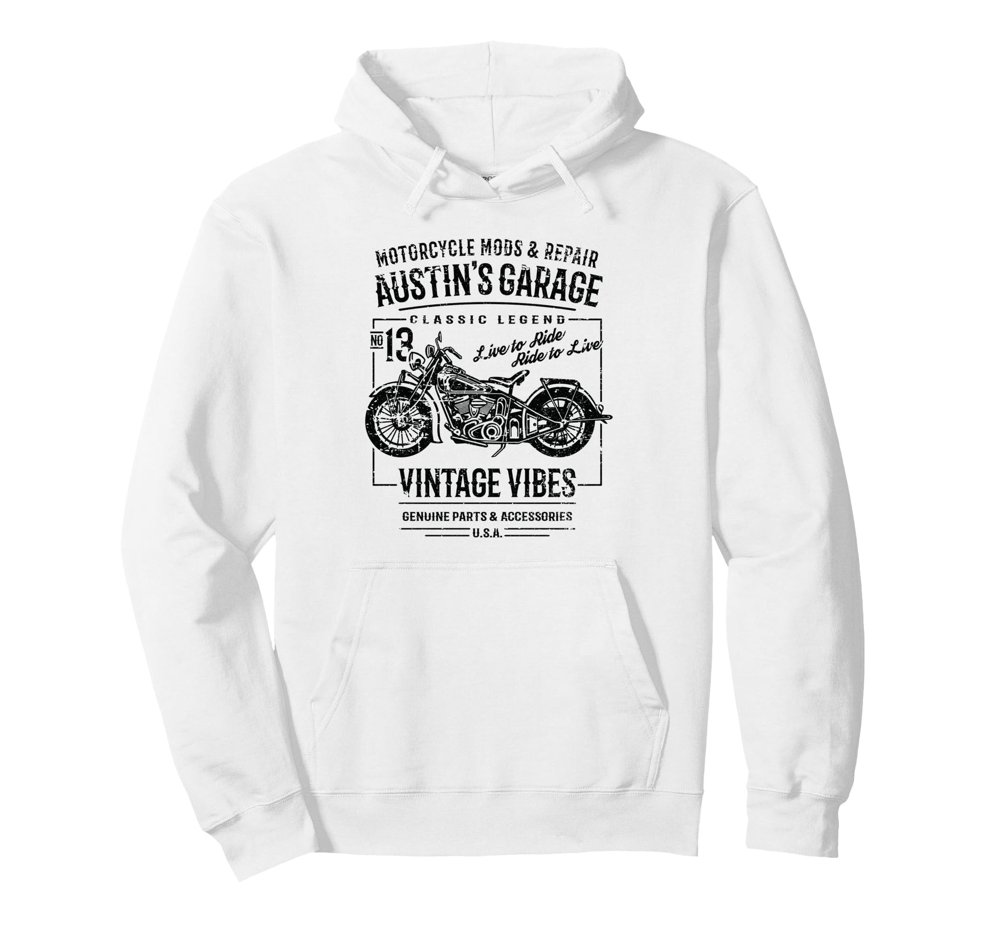 Austins Garage Motorcycle Name Austin Hoodie - Aesthetic Graphic Unisex - T-Shirt, Sweatshirt, Hoodie