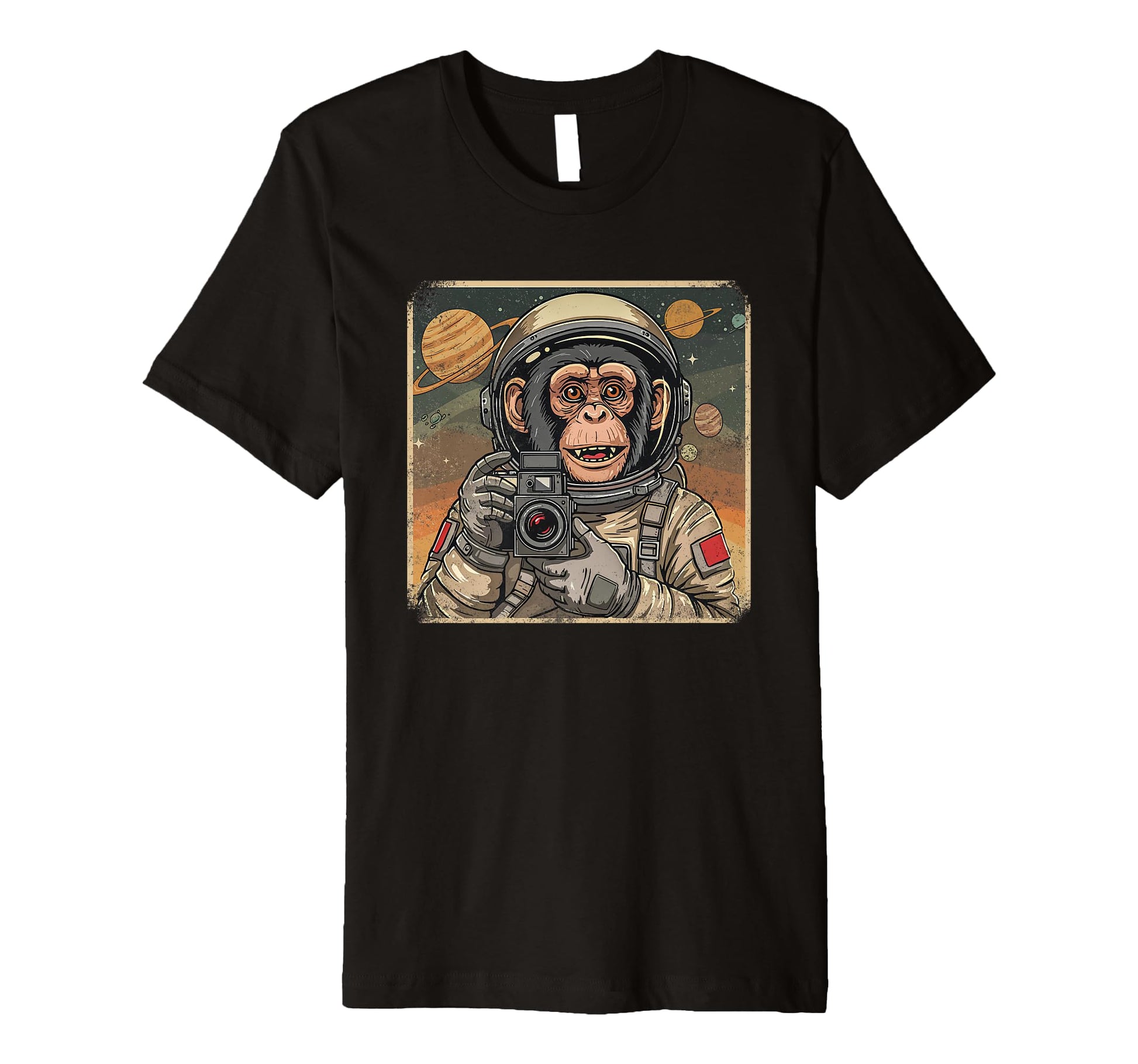 Astronaut Monkey Space Travel Old Camera T-Shirt - Streetwear Style Unisex - T-Shirt, Sweatshirt, Hoodie