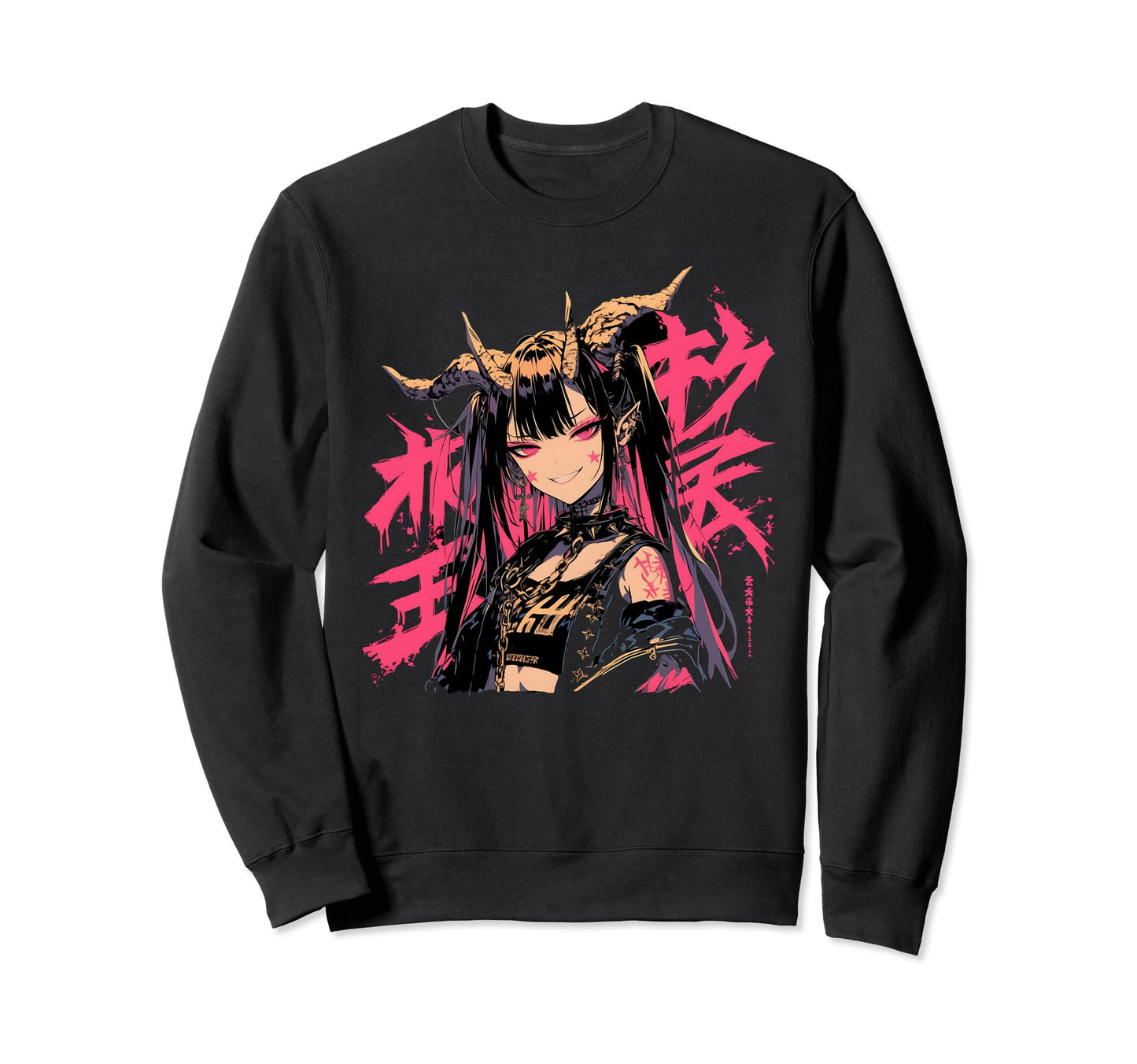 Goth Grunge Demon Anime Waifu Horror Sweatshirt - Unique Graphic Unisex - T-Shirt, Sweatshirt, Hoodie