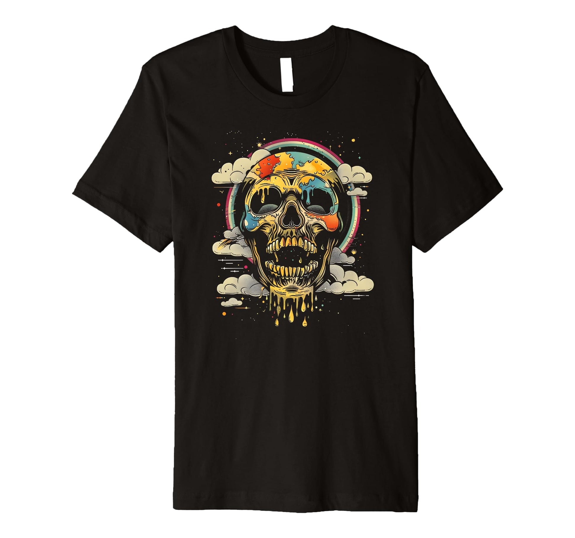 Psychedelic Melting Skull Dark T-Shirt - Custom Art Print Men Women - T-Shirt, Sweatshirt, Hoodie