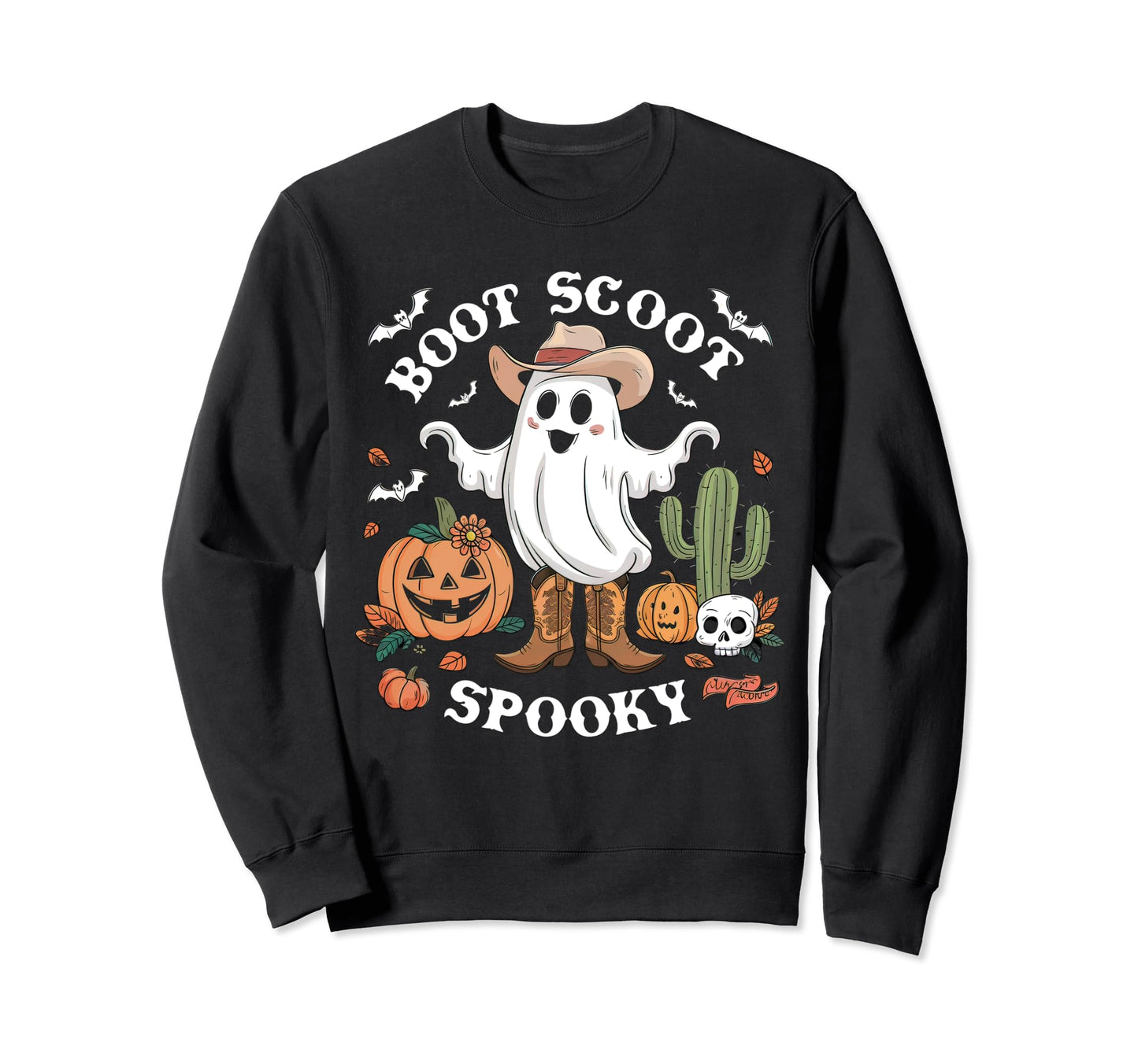 Boot Scoot Spooky Western Halloween Sweatshirt - Trendy Graphic Unisex - T-Shirt, Sweatshirt, Hoodie