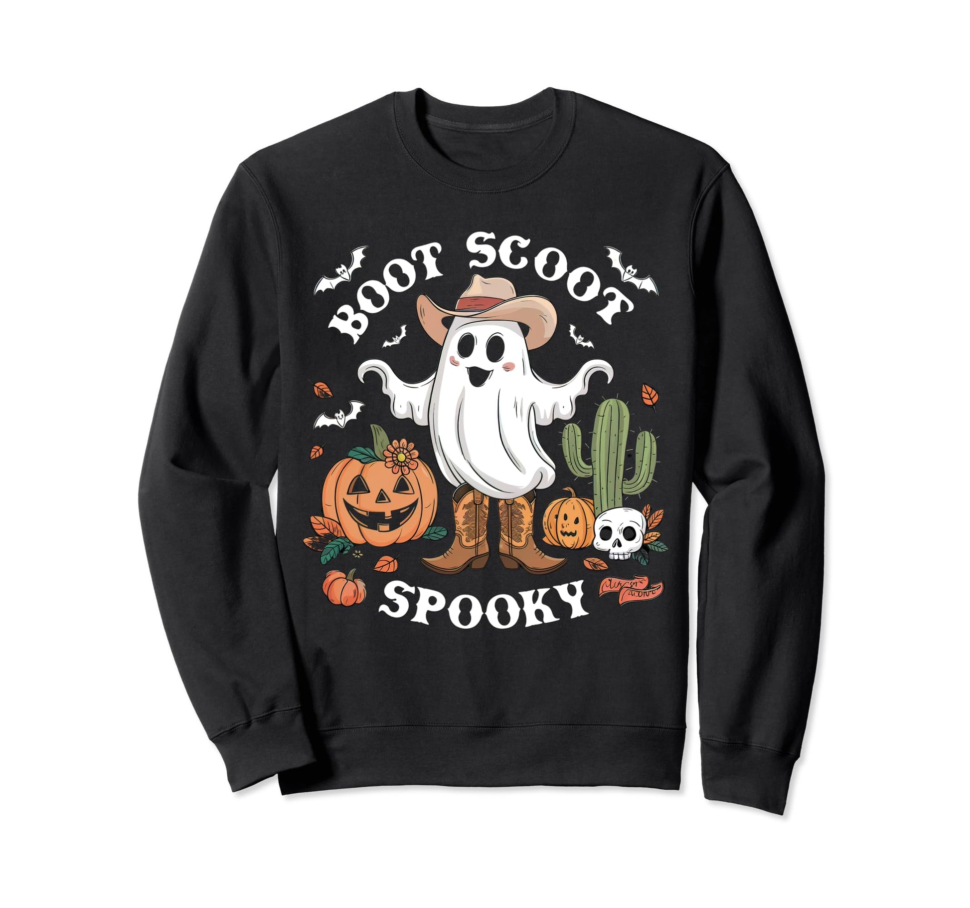 Boot Scoot Spooky Western Halloween Sweatshirt - Trendy Graphic Unisex - T-Shirt, Sweatshirt, Hoodie