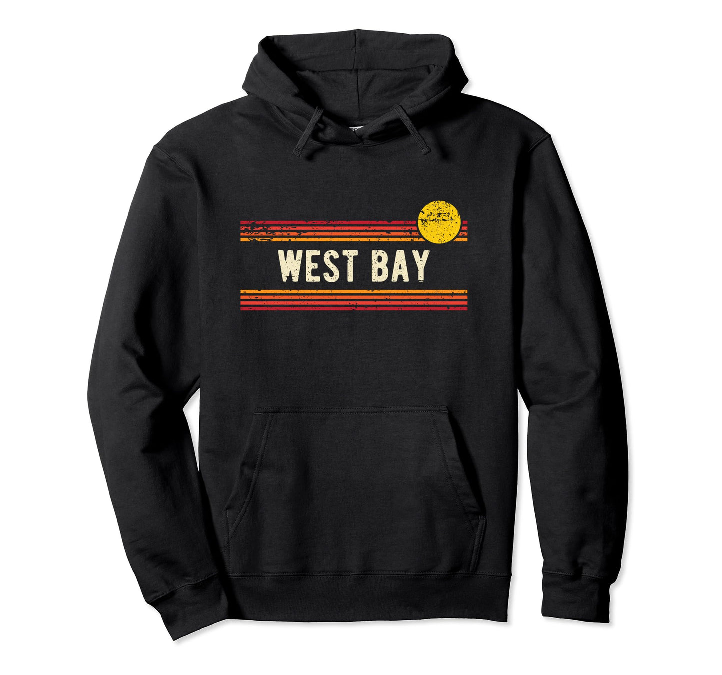 West Bay Distressed Sunset Hoodie - Streetwear Style for Adults - T-Shirt, Sweatshirt, Hoodie
