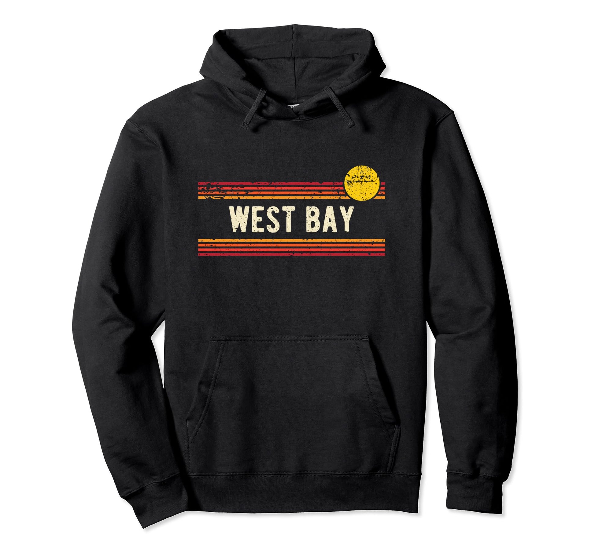 West Bay Distressed Sunset Hoodie - Streetwear Style for Adults - T-Shirt, Sweatshirt, Hoodie