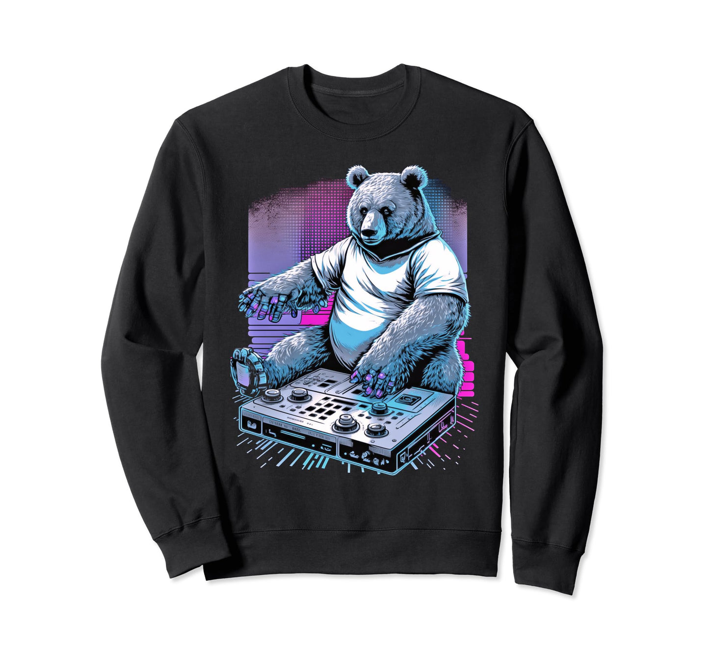 Vaporwave Aesthetic Teddy Bear Synthie Sweatshirt - Unique Graphic Unisex - T-Shirt, Sweatshirt, Hoodie