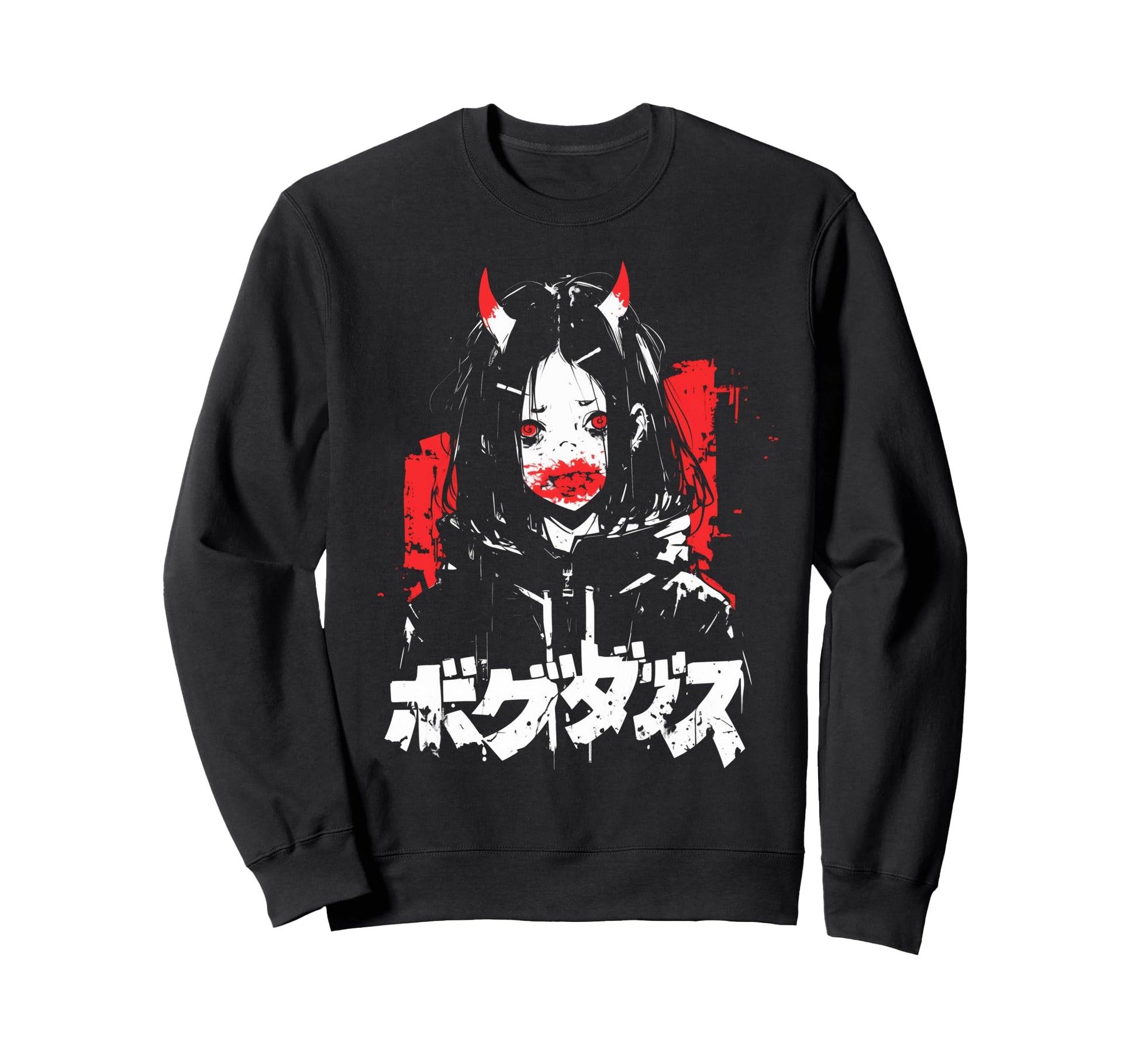 Goth Grunge Demon Anime Waifu Horror Sweatshirt - Unique Graphic Unisex - T-Shirt, Sweatshirt, Hoodie