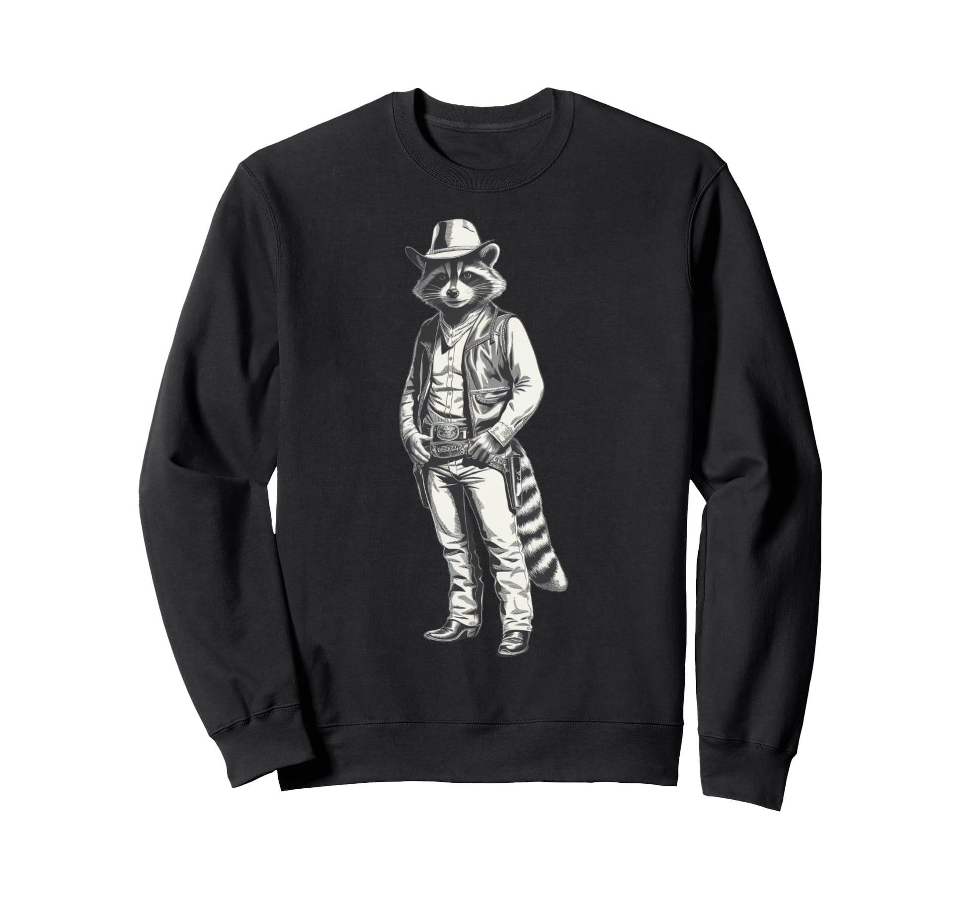 Howdy Cowboy Raccoon Western Sweatshirt - Aesthetic Graphic for Adults - T-Shirt, Sweatshirt, Hoodie