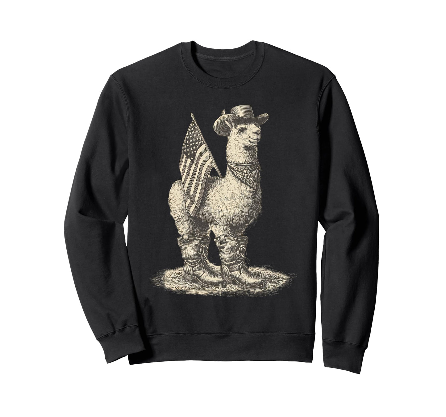 Country Cowboy Llama Alpaca Rodeo Sweatshirt - Custom Art Print Unisex - T-Shirt, Sweatshirt, Hoodie