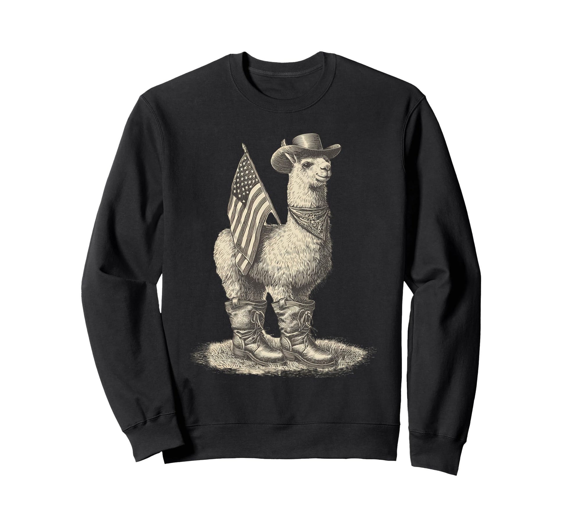 Country Cowboy Llama Alpaca Rodeo Sweatshirt - Custom Art Print Unisex - T-Shirt, Sweatshirt, Hoodie
