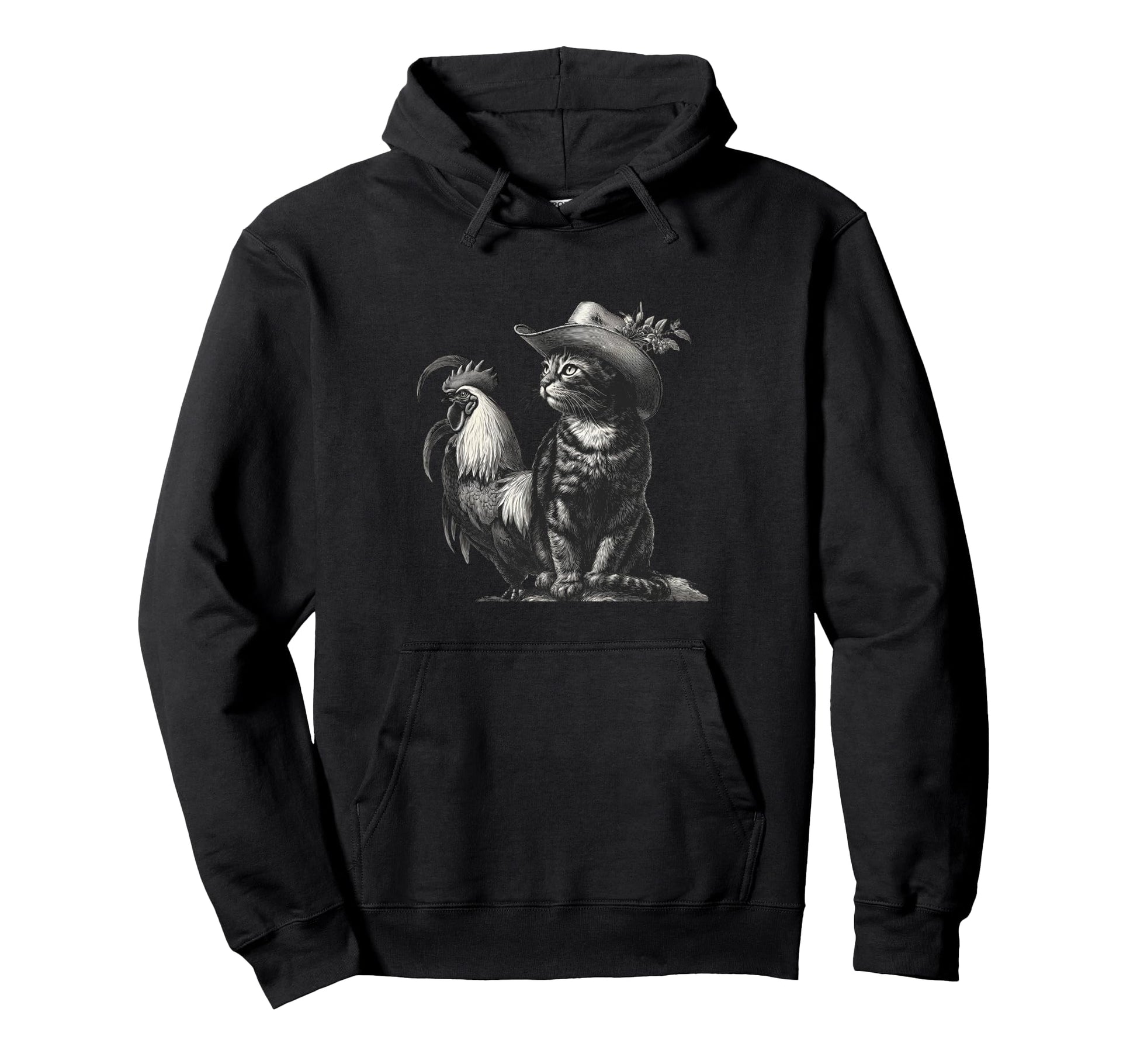 Cat Cowboy Western Country Cowgirl Hoodie - Fun Novelty Design Unisex - T-Shirt, Sweatshirt, Hoodie