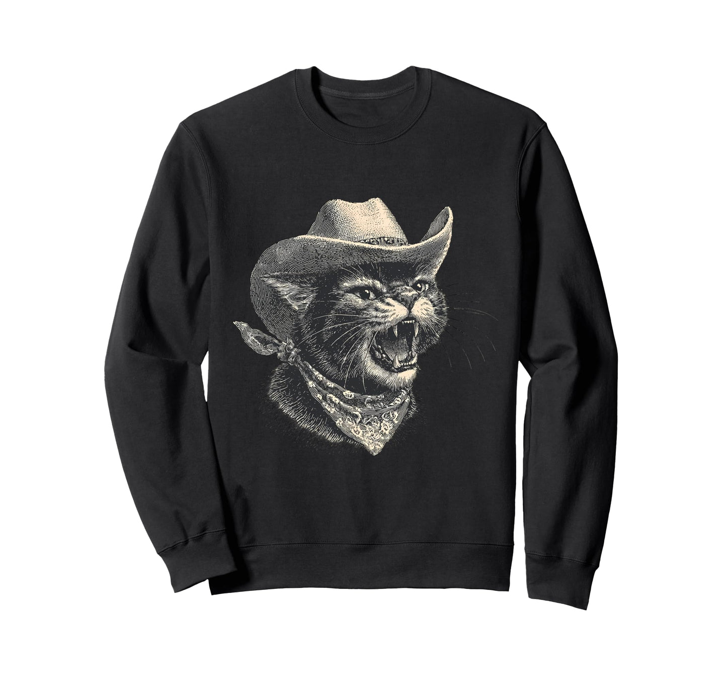 Cowboy Cat Western Country Cowgirl Funny Sweatshirt - Graphic Print Unisex - T-Shirt, Sweatshirt, Hoodie
