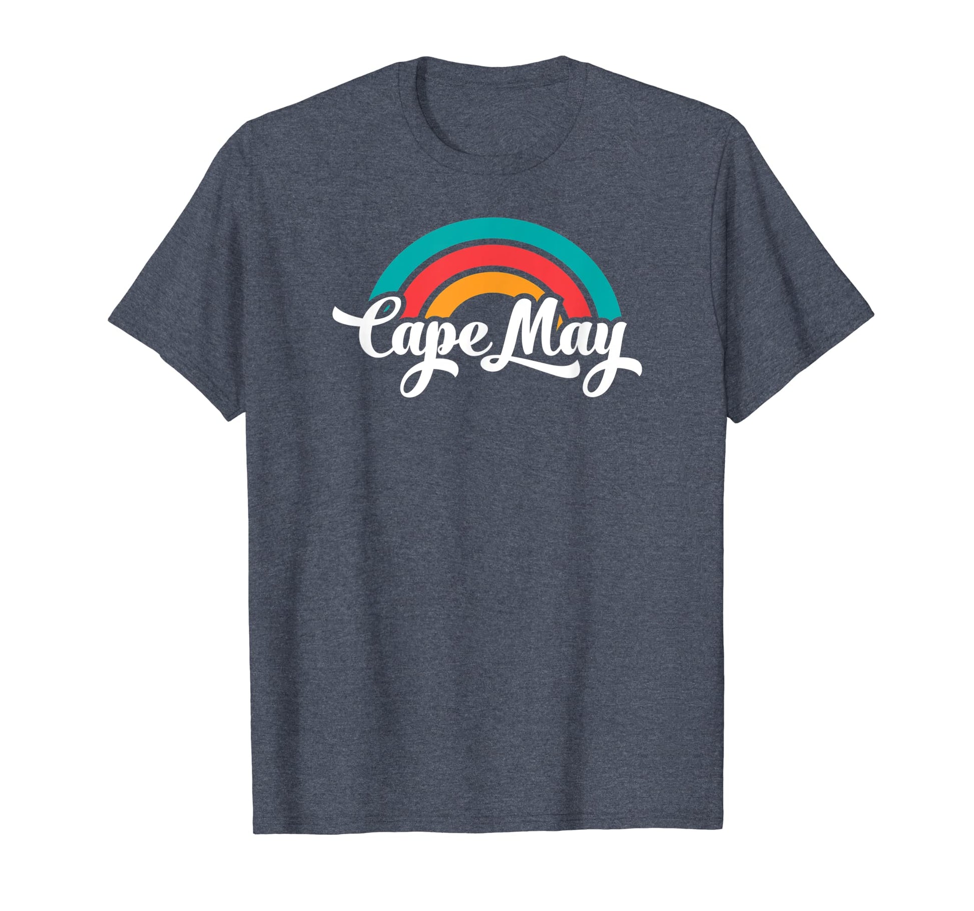 Cape May Nj Script Rainbow T-Shirt - Casual Everyday Wear Men Women - T-Shirt, Sweatshirt, Hoodie