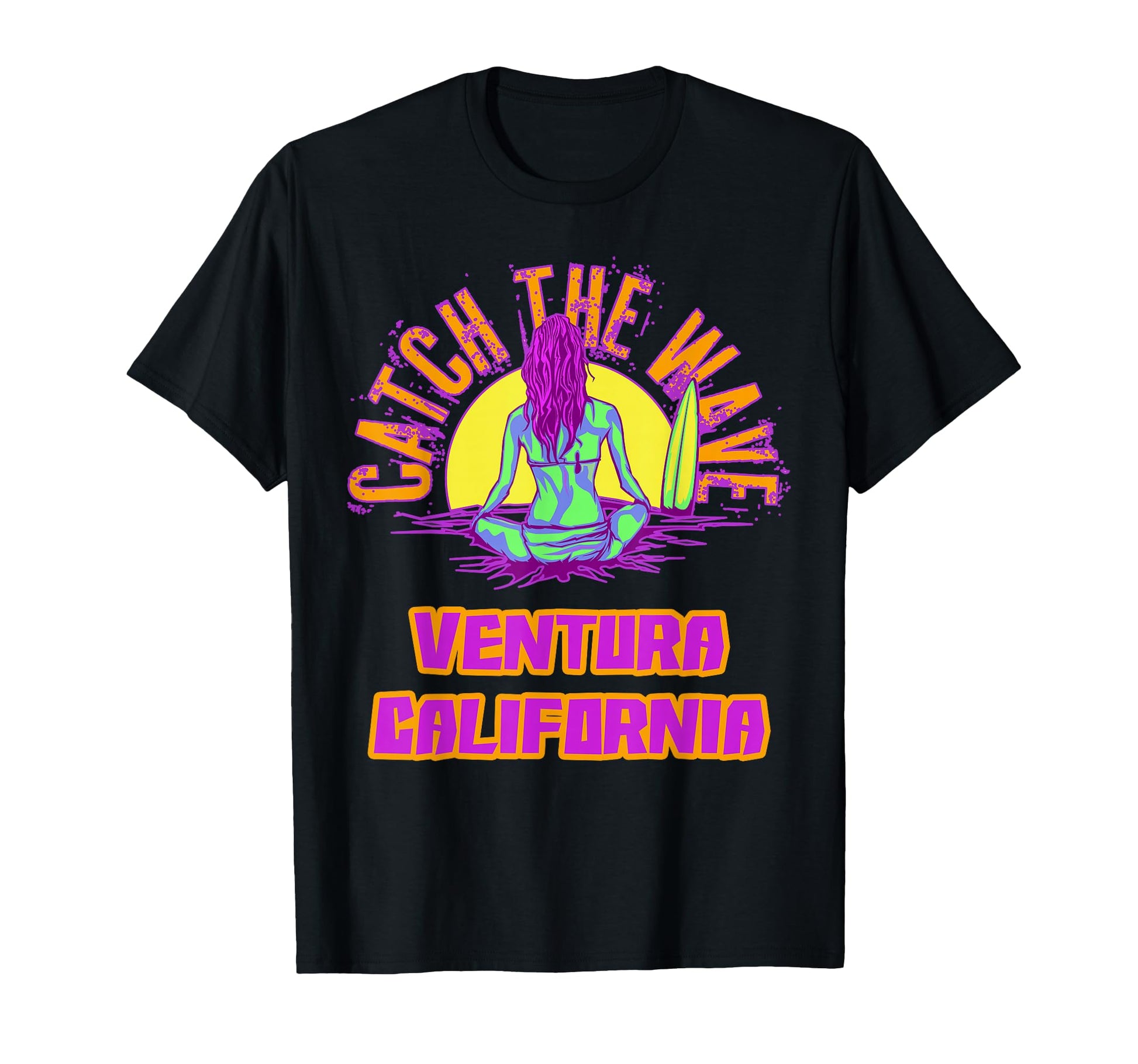 Ventura California Surfing Vaporwave T-Shirt - Custom Art Print for Adults - T-Shirt, Sweatshirt, Hoodie
