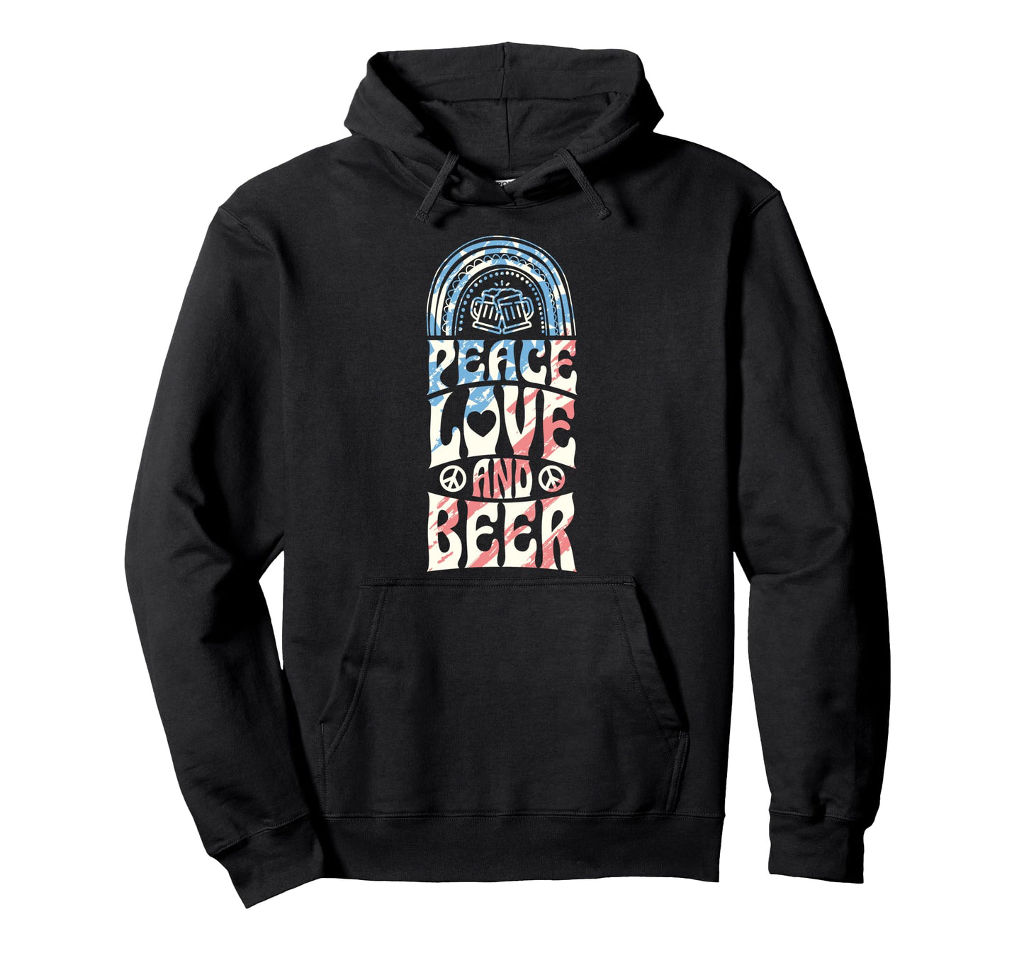 Peace Love And Beer Bohemian Rainbow Hoodie - Novelty Apparel Unisex - T-Shirt, Sweatshirt, Hoodie