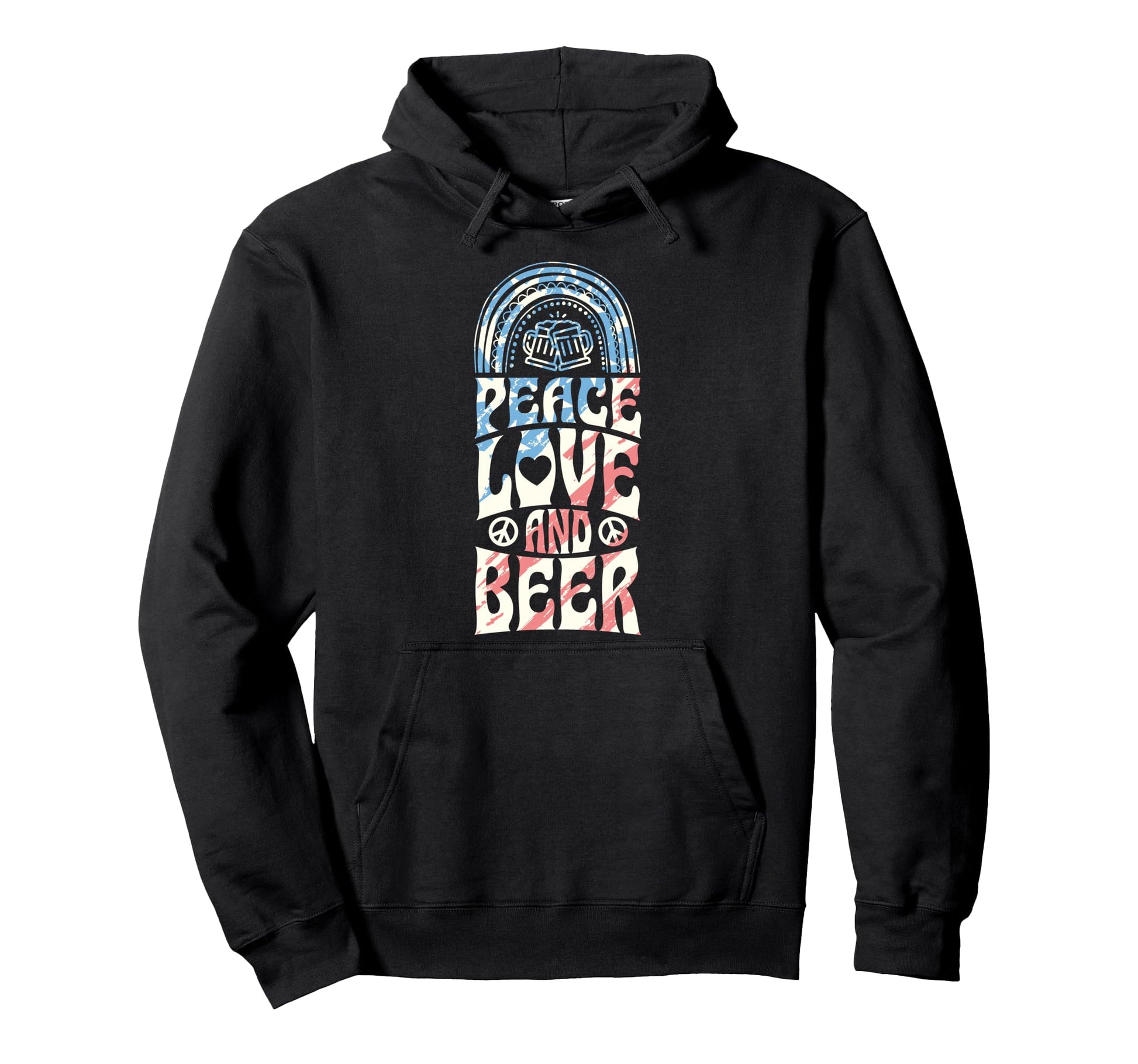 Peace Love And Beer Bohemian Rainbow Hoodie - Novelty Apparel Unisex - T-Shirt, Sweatshirt, Hoodie