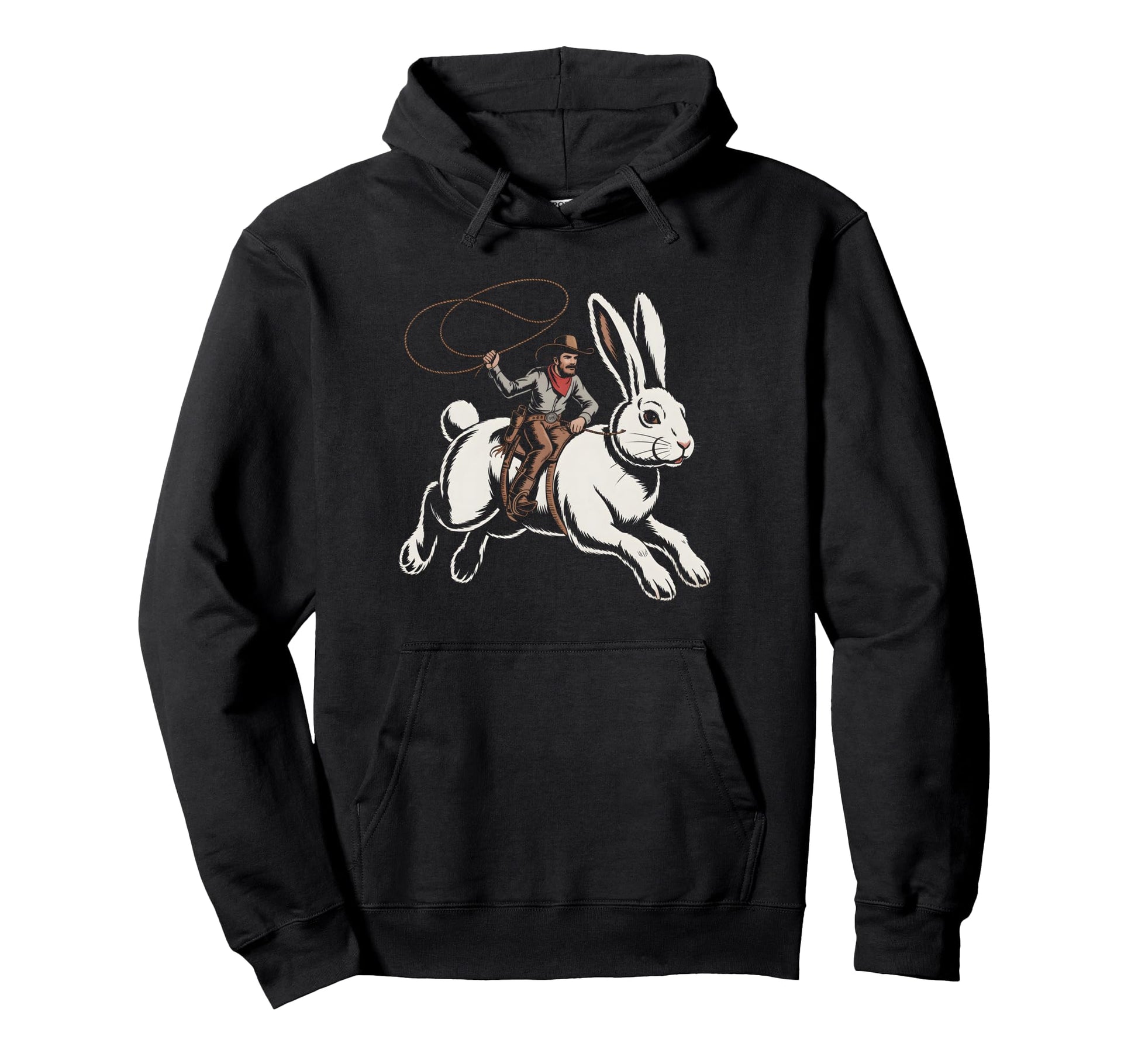 Funny Cowboy Easter Bunny Western Howdy Hoodie - Custom Art Print Unisex - T-Shirt, Sweatshirt, Hoodie