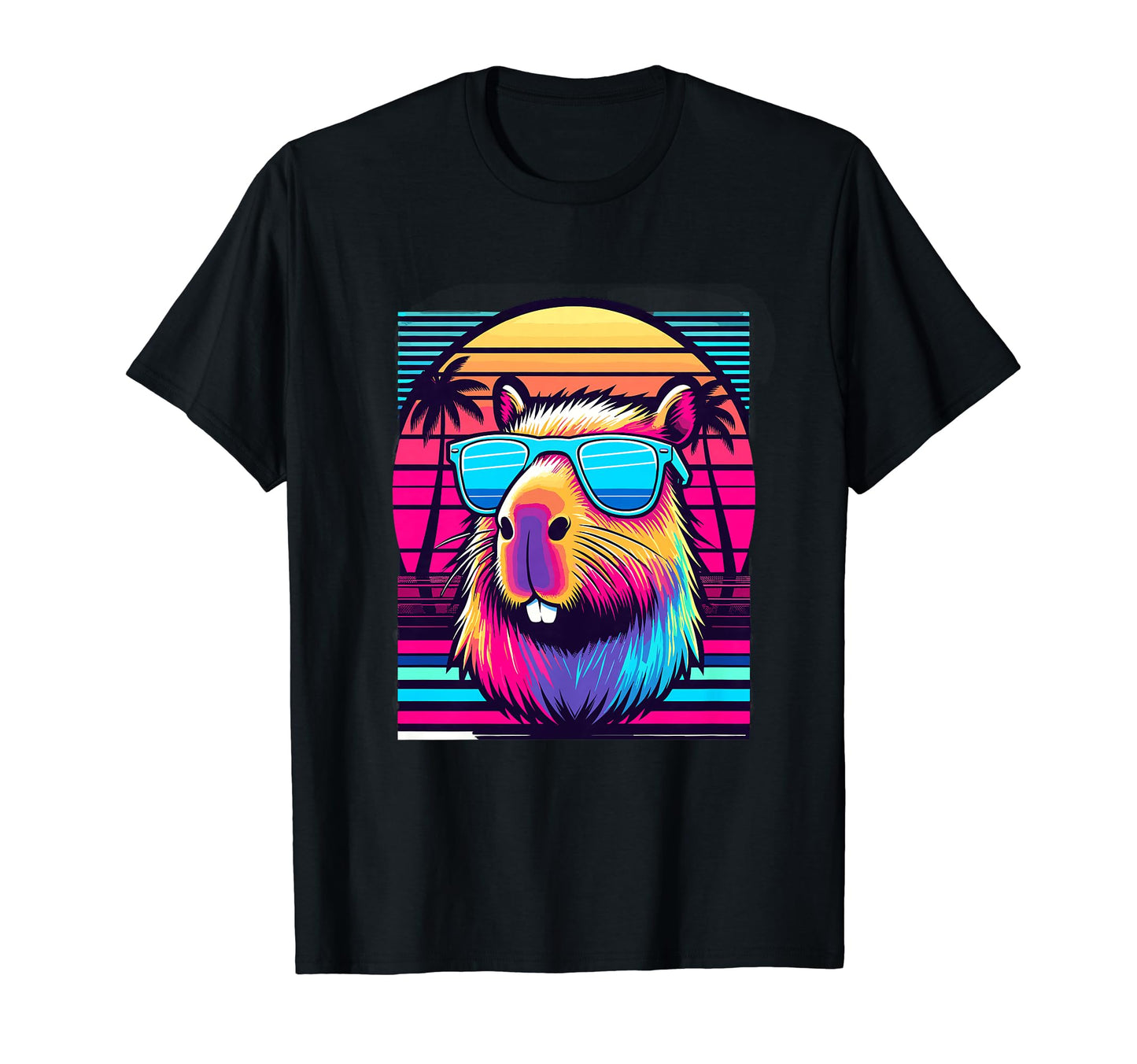 Funny Capybara Rodent Vaporwave T-Shirt - Custom Art Print Unisex - T-Shirt, Sweatshirt, Hoodie