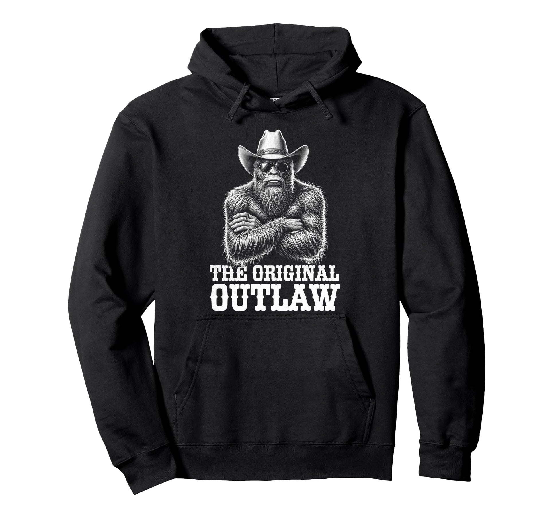 Bigfoot Sasquatch Funny Cowboy Cryptid Hoodie - Unique Graphic for Adults - T-Shirt, Sweatshirt, Hoodie
