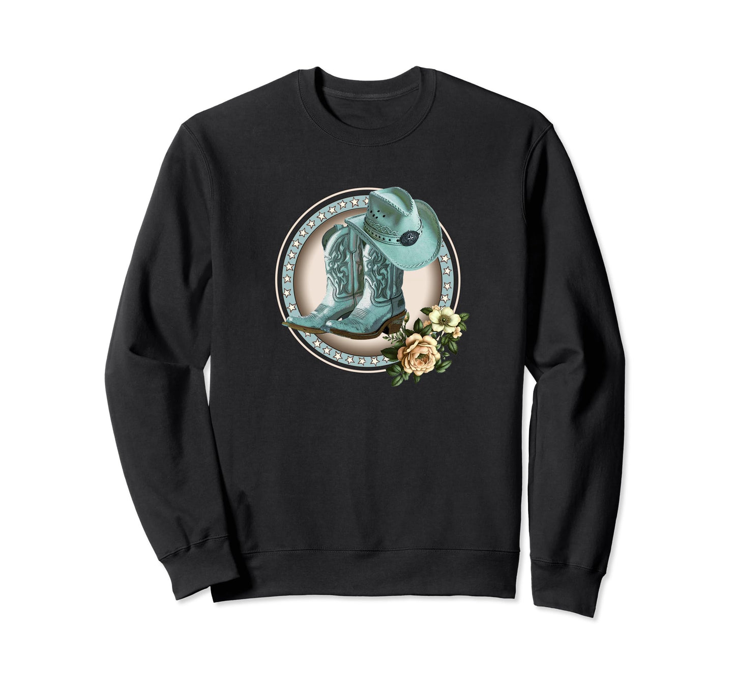 Blue Cowgirl Hat Blue Cowboy Sweatshirt - Casual Everyday Wear for Adults - T-Shirt, Sweatshirt, Hoodie