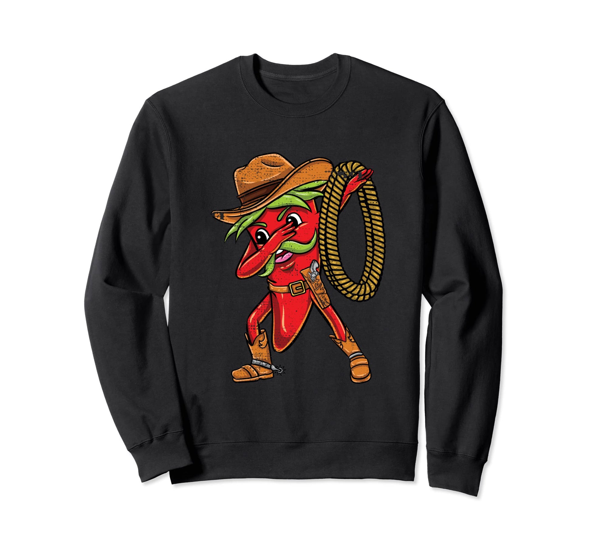 Dabbing Chilli Cowboy Halloween Sweatshirt - Minimalist Print for Adults - T-Shirt, Sweatshirt, Hoodie