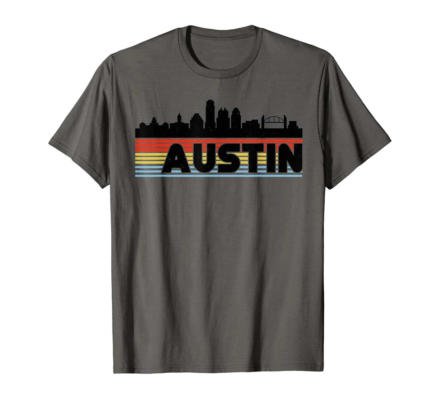 Austin Rainbow Striped City T-Shirt - Minimalist Print Unisex - T-Shirt, Sweatshirt, Hoodie
