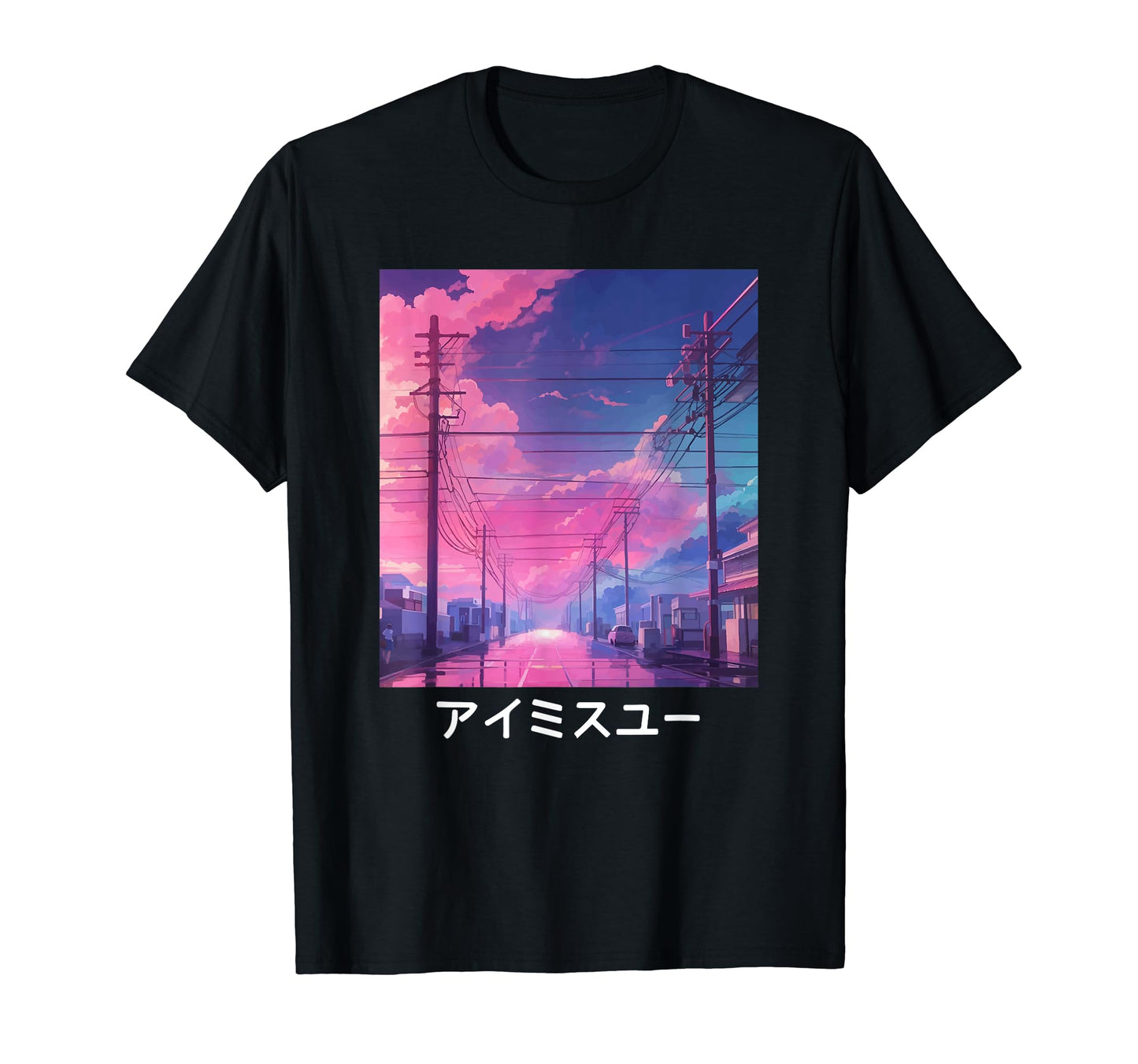 Aesthetic Powerlines Anime Streets T-Shirt - Novelty Apparel Men Women - T-Shirt, Sweatshirt, Hoodie