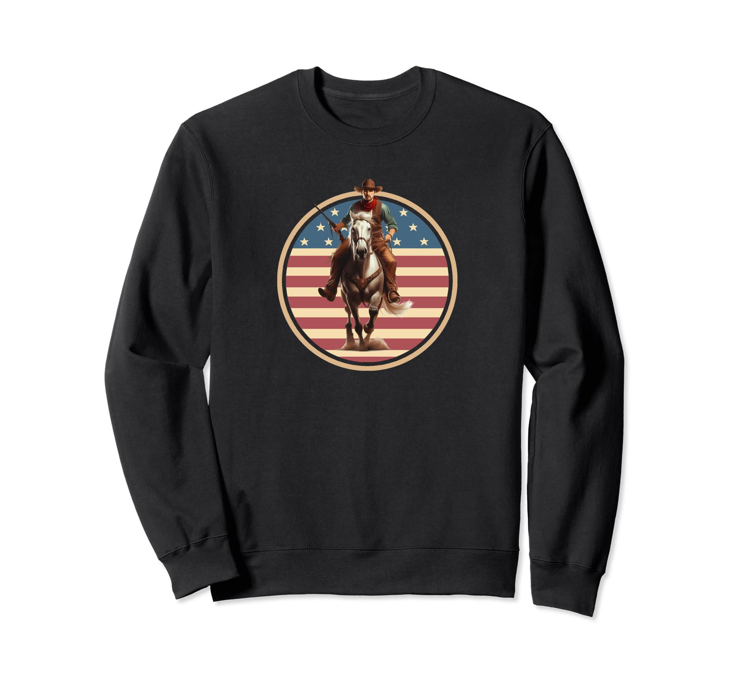 Cowboy Horse American Flag Old Sweatshirt - Trendy Graphic for Adults - T-Shirt, Sweatshirt, Hoodie