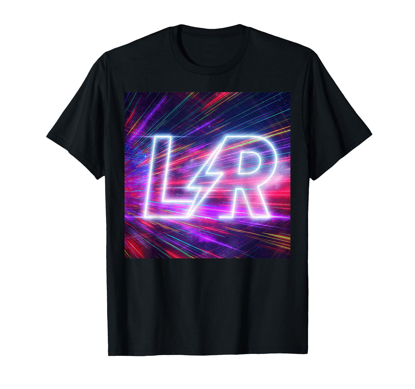 Lr Lightning Lettermark Synthwave T-Shirt - Custom Art Print Men Women - T-Shirt, Sweatshirt, Hoodie