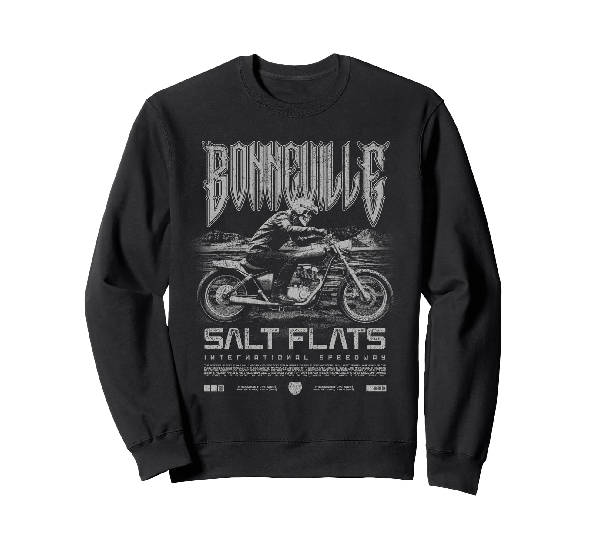 Bonneville Salt Flats Motorcycle Sweatshirt - Trendy Graphic for Adults - T-Shirt, Sweatshirt, Hoodie