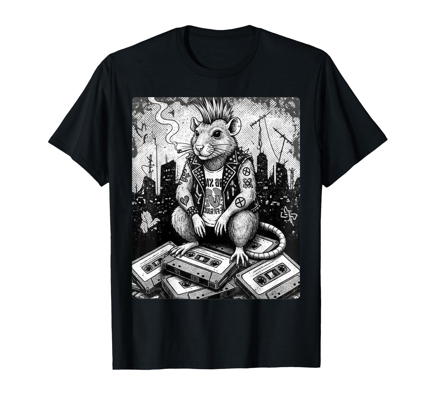 Grunge Rock Smoking Punk Rat Tattoos T-Shirt - Trendy Graphic Unisex - T-Shirt, Sweatshirt, Hoodie