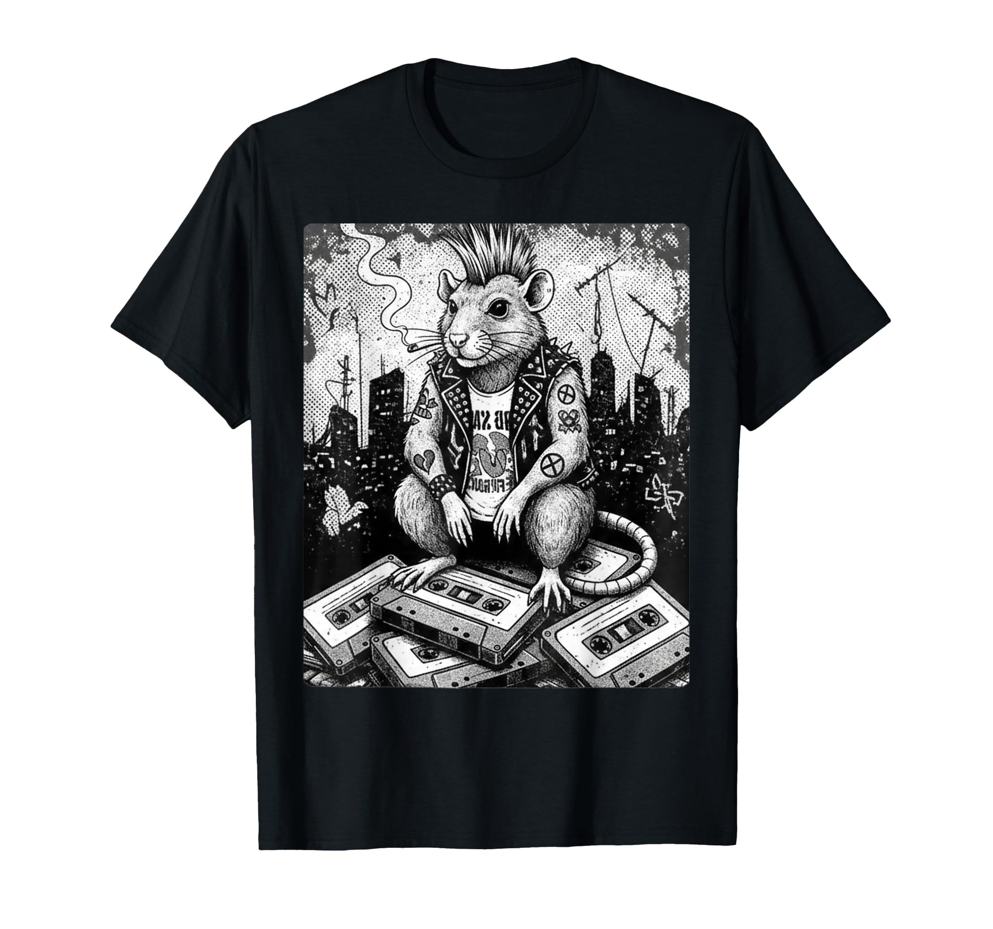 Grunge Rock Smoking Punk Rat Tattoos T-Shirt - Trendy Graphic Unisex - T-Shirt, Sweatshirt, Hoodie