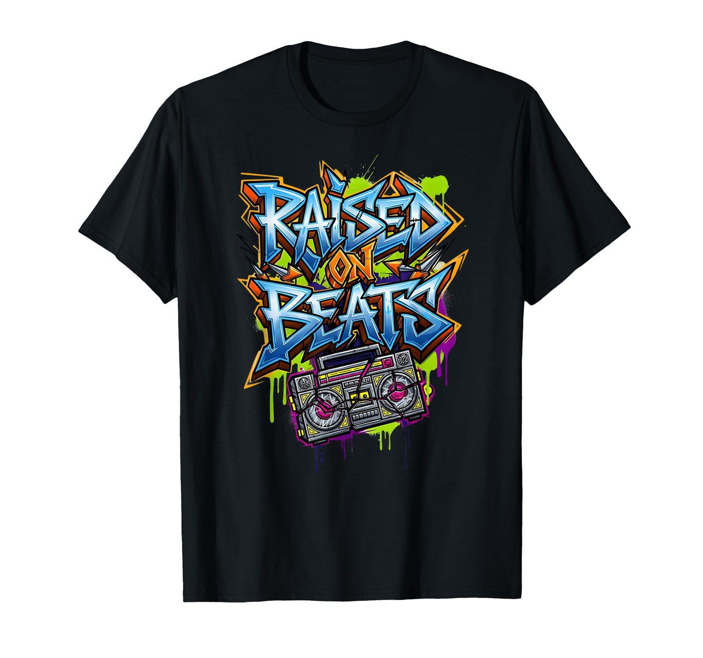 Raised Beats Graffiti Old School Hip Hop T-Shirt - Graphic Print Unisex - T-Shirt, Sweatshirt, Hoodie