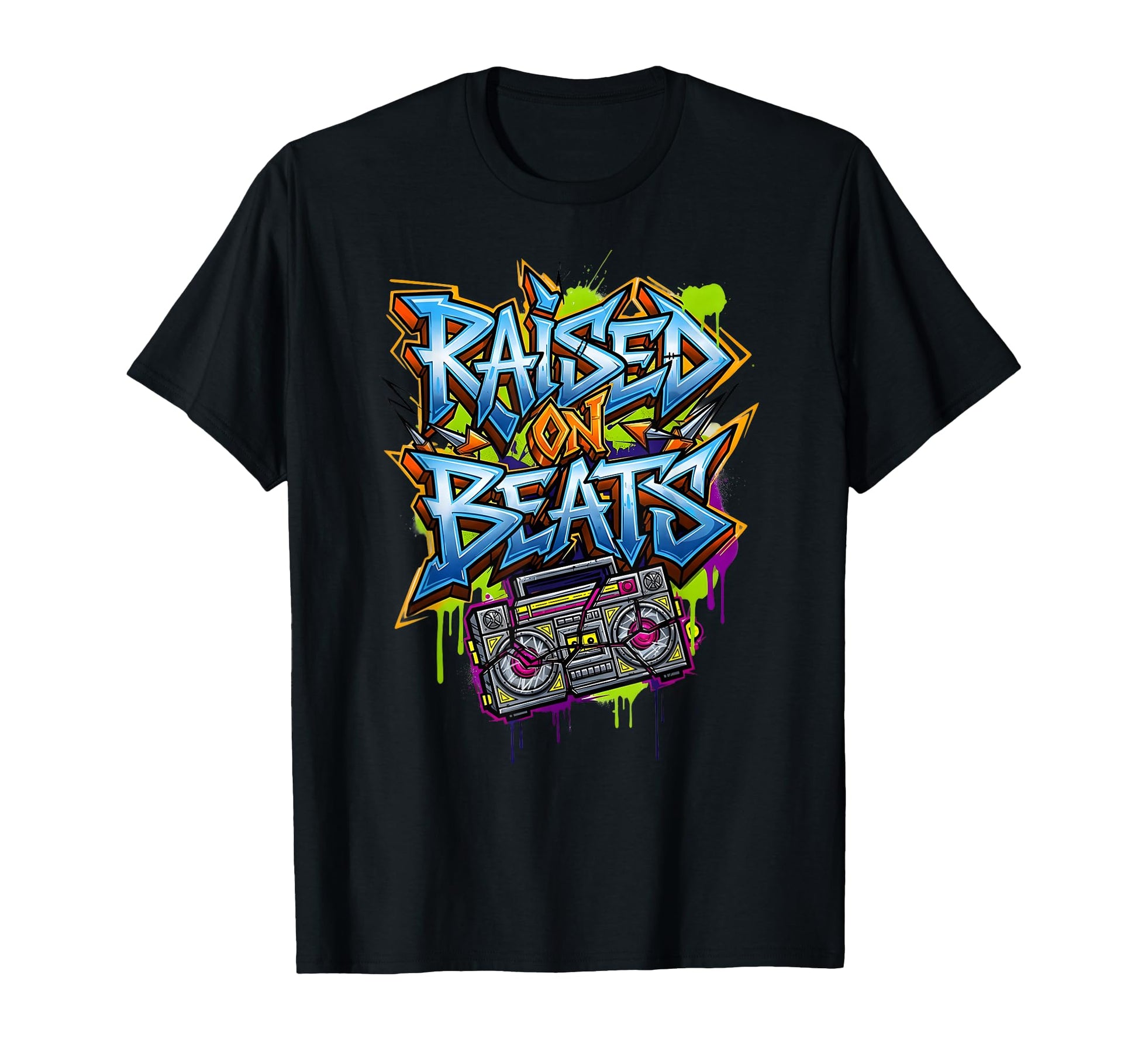 Raised Beats Graffiti Old School Hip Hop T-Shirt - Graphic Print Unisex - T-Shirt, Sweatshirt, Hoodie