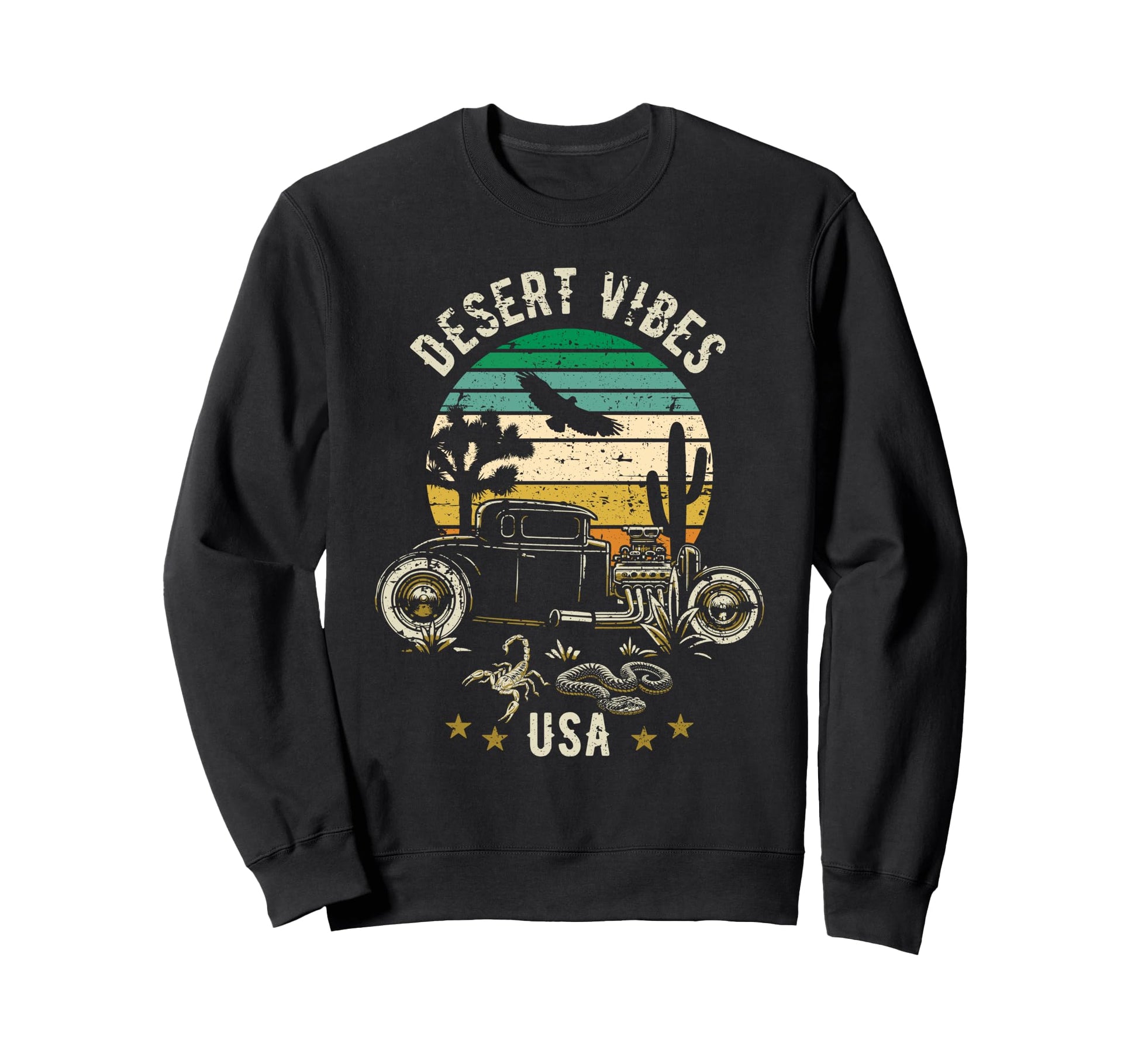 Desert Vibes Usa Hotrod Southwest Sweatshirt - Fun Novelty Design Men Women - T-Shirt, Sweatshirt, Hoodie