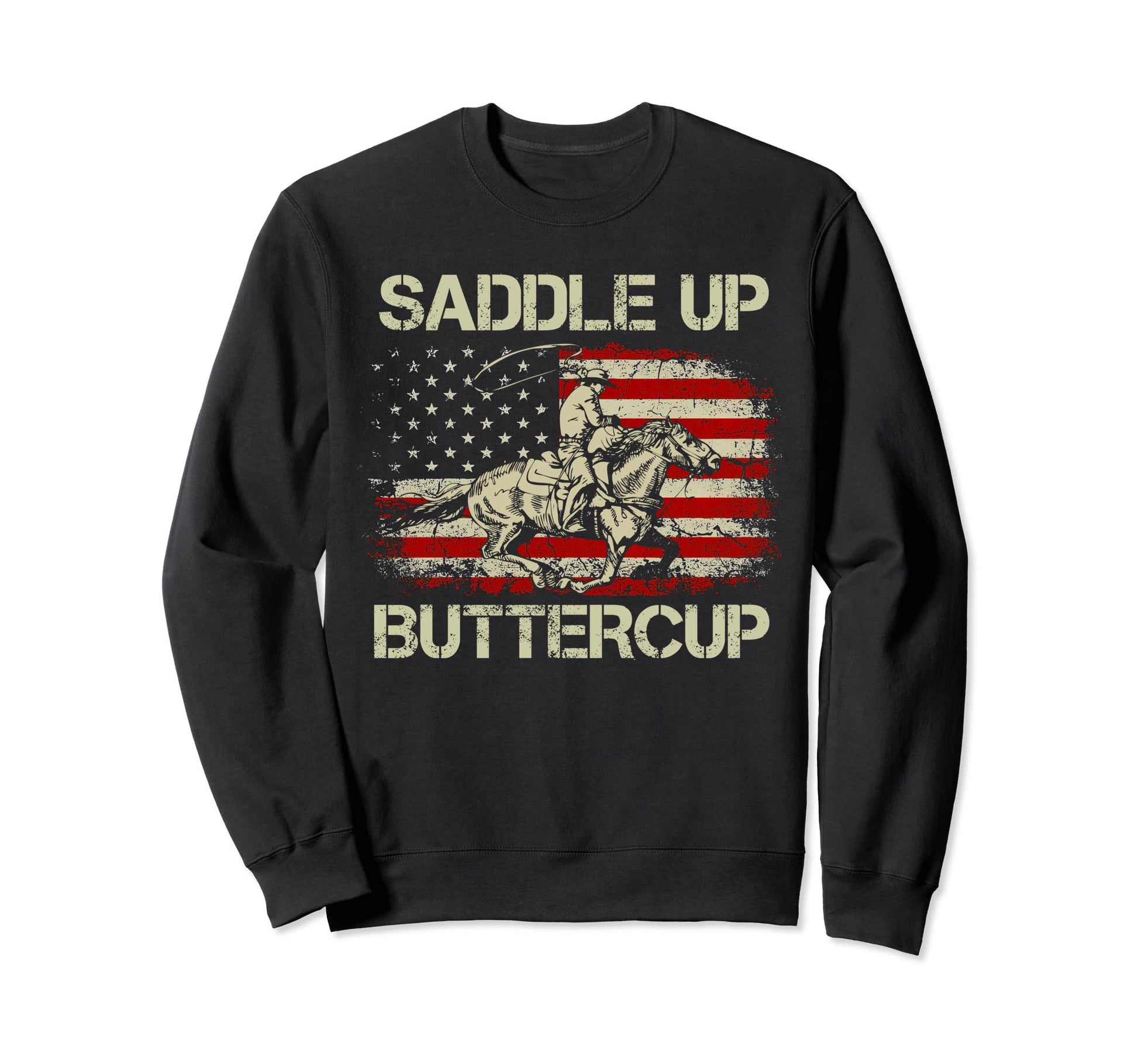 Western Cowboy Rodeo Usa Flag Sweatshirt - Aesthetic Graphic Men Women - T-Shirt, Sweatshirt, Hoodie