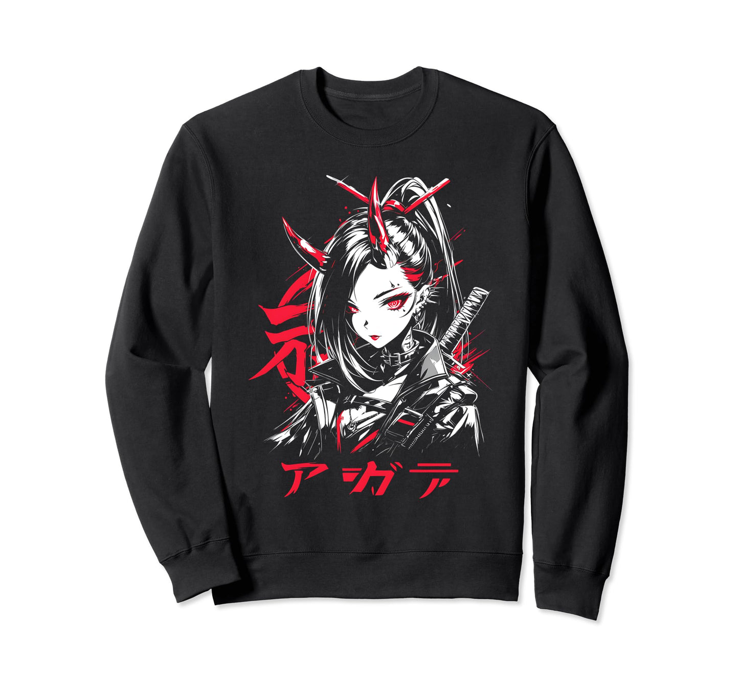 Goth Grunge Demon Anime Waifu Horror Sweatshirt - Graphic Print for Adults - T-Shirt, Sweatshirt, Hoodie