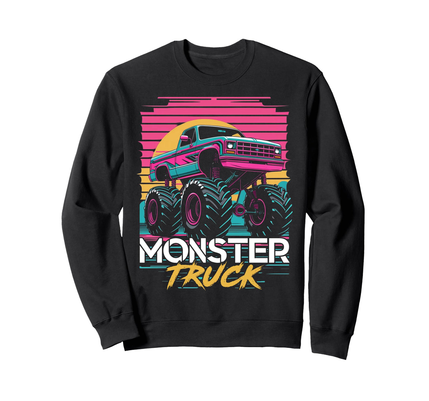 Vaporwave Aesthetic Monster Truck Sweatshirt - Custom Art Print Men Women - T-Shirt, Sweatshirt, Hoodie