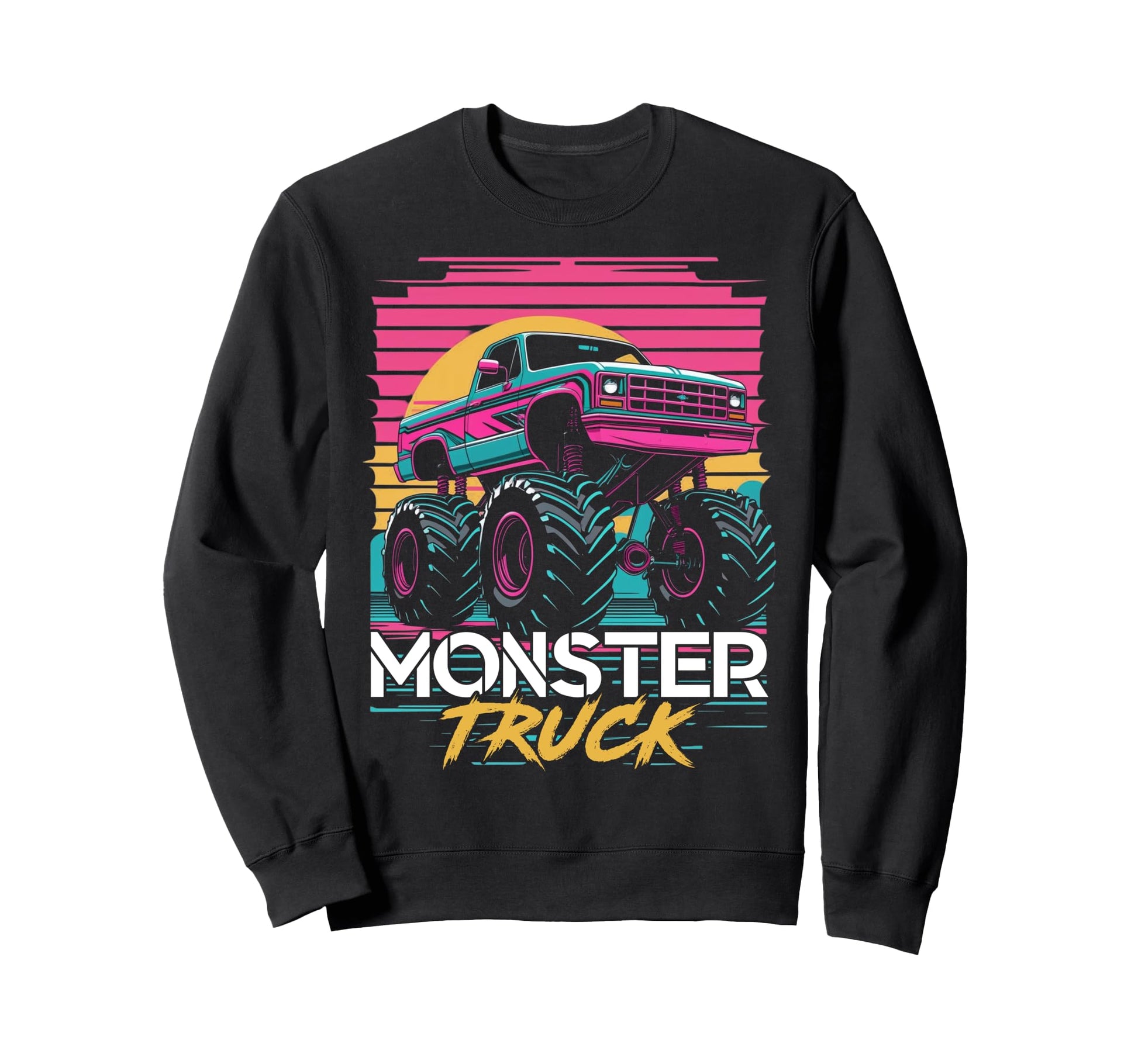 Vaporwave Aesthetic Monster Truck Sweatshirt - Custom Art Print Men Women - T-Shirt, Sweatshirt, Hoodie