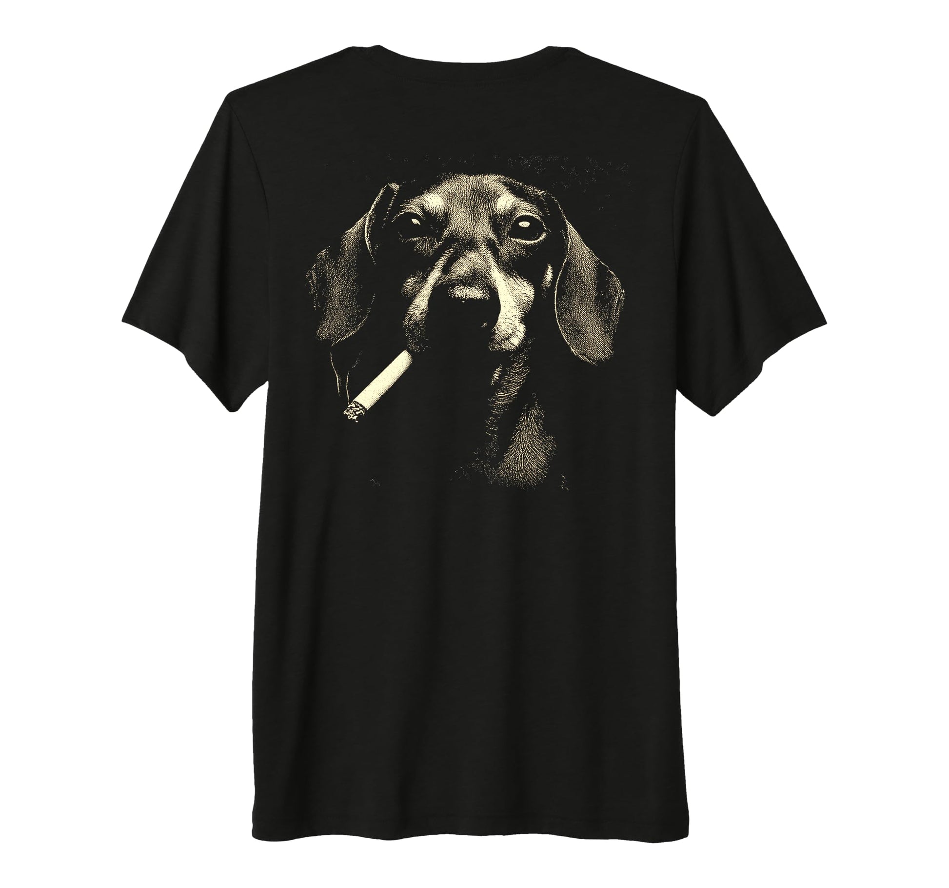 Dachshund Smoking Cigarette Grunge T-Shirt - Custom Art Print Men Women - T-Shirt, Sweatshirt, Hoodie