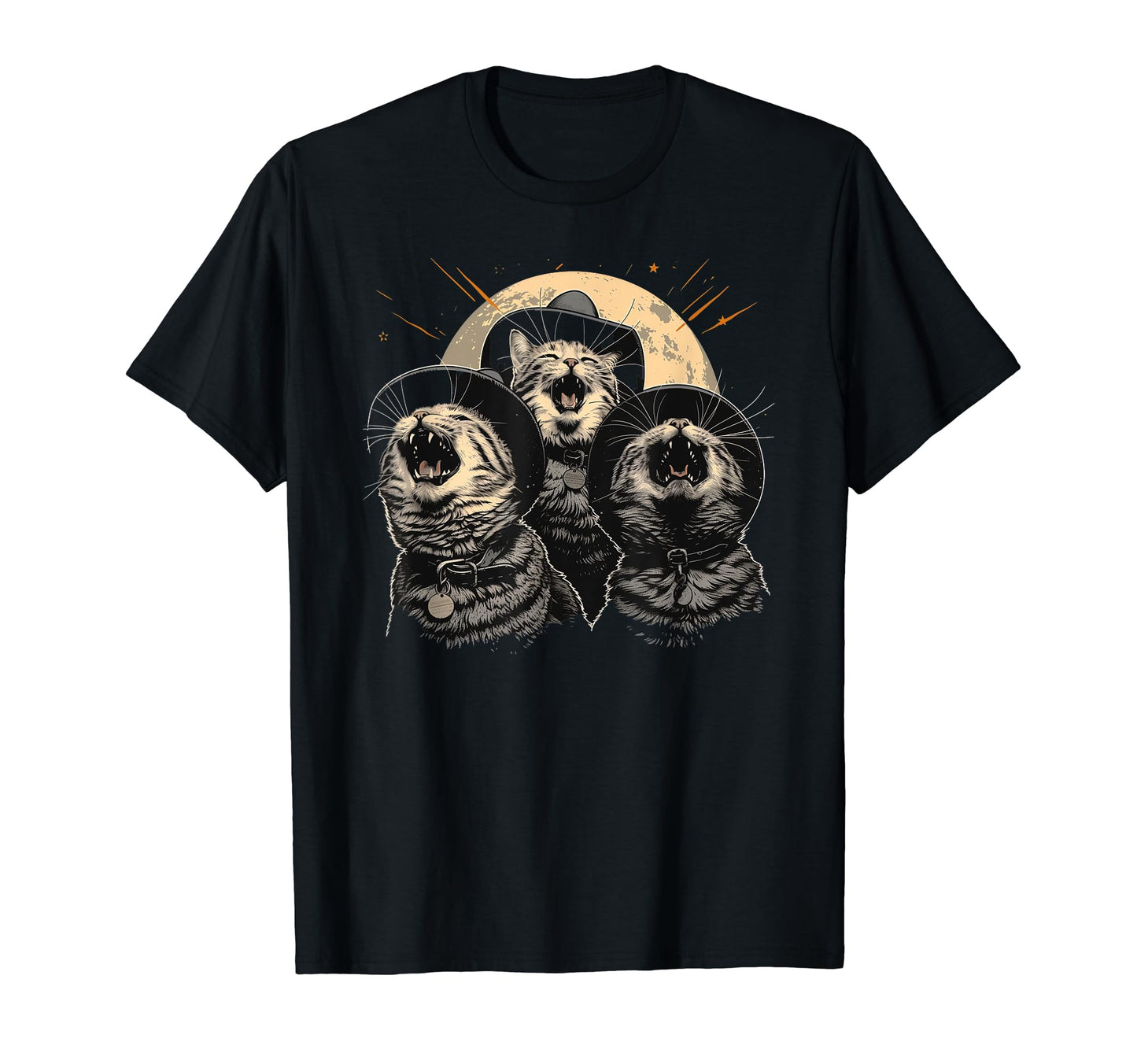 Cat Howling Moon Cowboy Funny T-Shirt - Novelty Apparel Men Women - T-Shirt, Sweatshirt, Hoodie