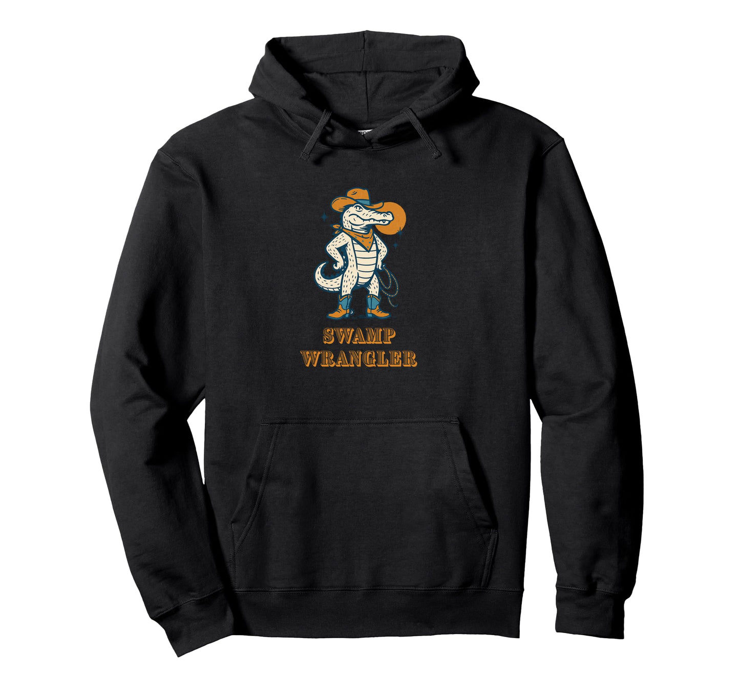 Swamp Wrangler Western Alligator Cowboy Hoodie - Graphic Print Unisex - T-Shirt, Sweatshirt, Hoodie