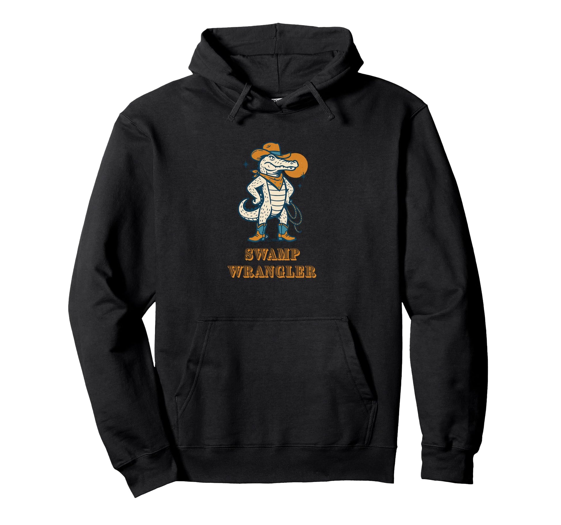 Swamp Wrangler Western Alligator Cowboy Hoodie - Graphic Print Unisex - T-Shirt, Sweatshirt, Hoodie