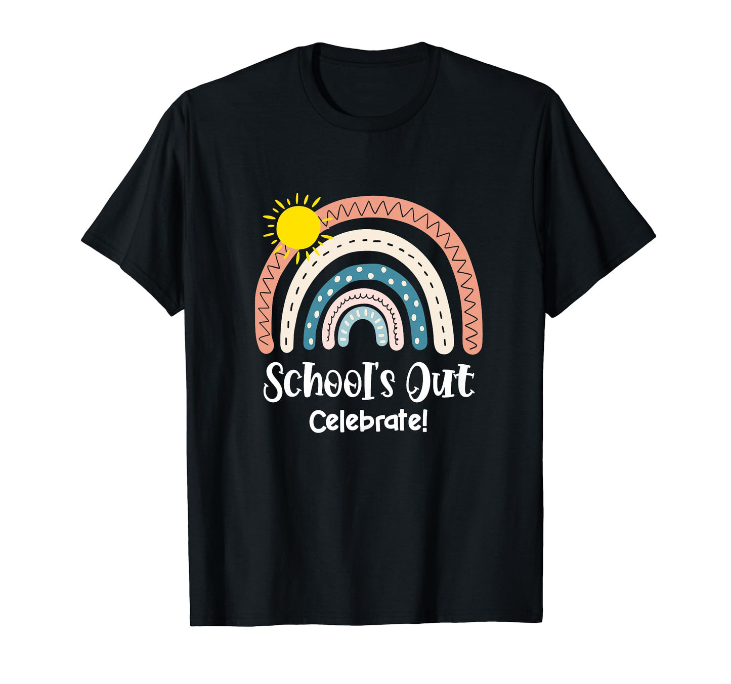 Last Day School Rainbow Schools Out T-Shirt - Minimalist Print Men Women - T-Shirt, Sweatshirt, Hoodie