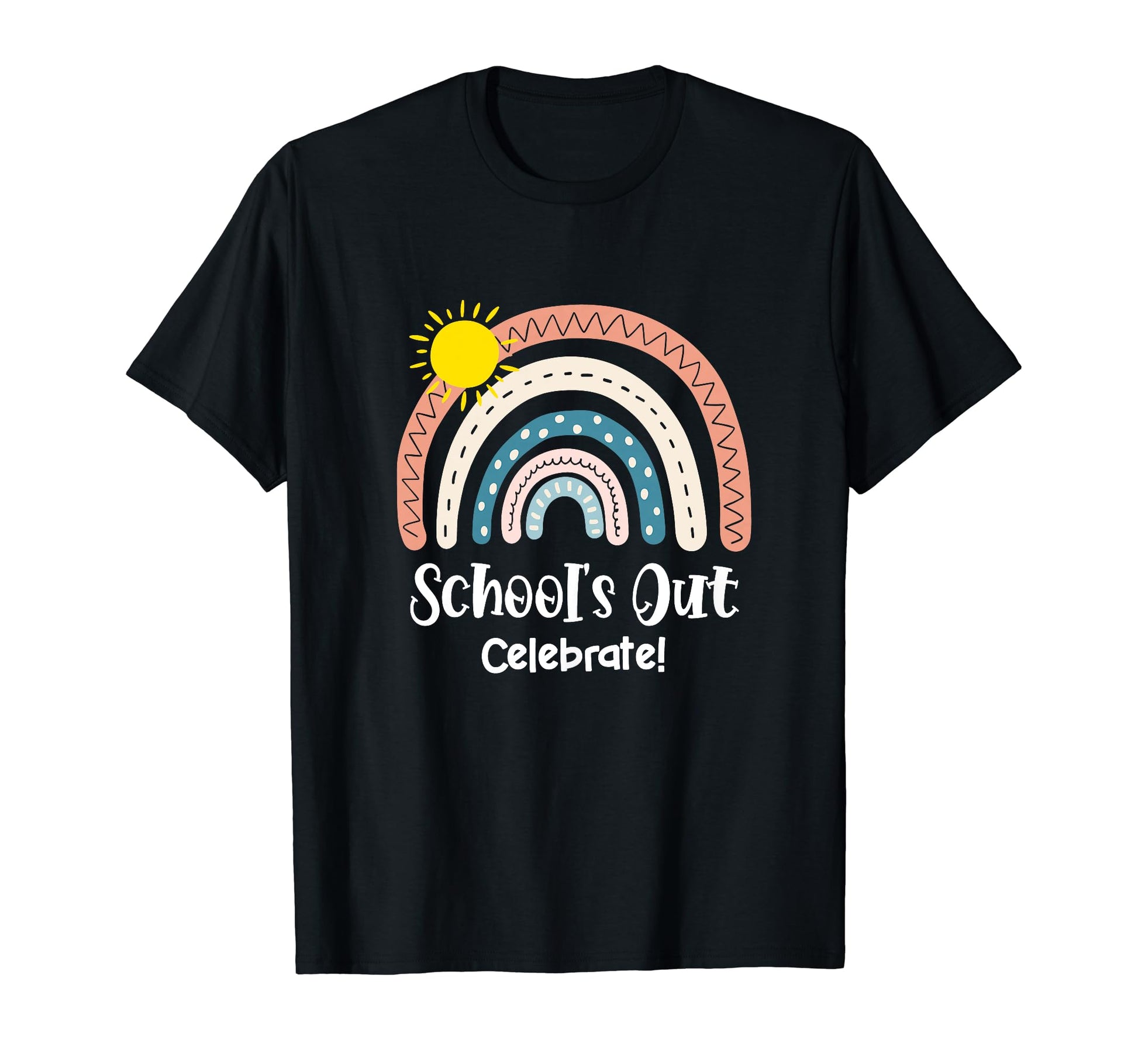 Last Day School Rainbow Schools Out T-Shirt - Minimalist Print Men Women - T-Shirt, Sweatshirt, Hoodie