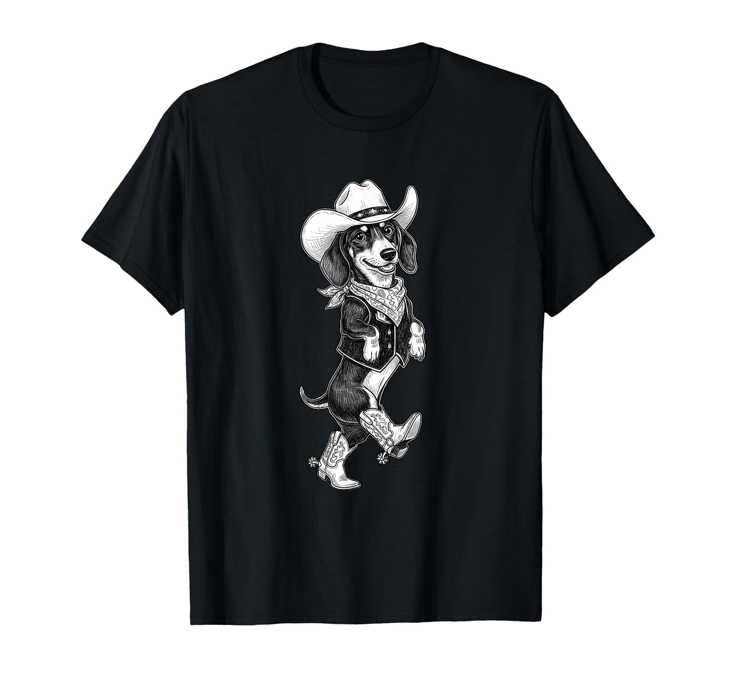 Howdy Dachshund Cowboy Western Country T-Shirt - Novelty Apparel Unisex - T-Shirt, Sweatshirt, Hoodie