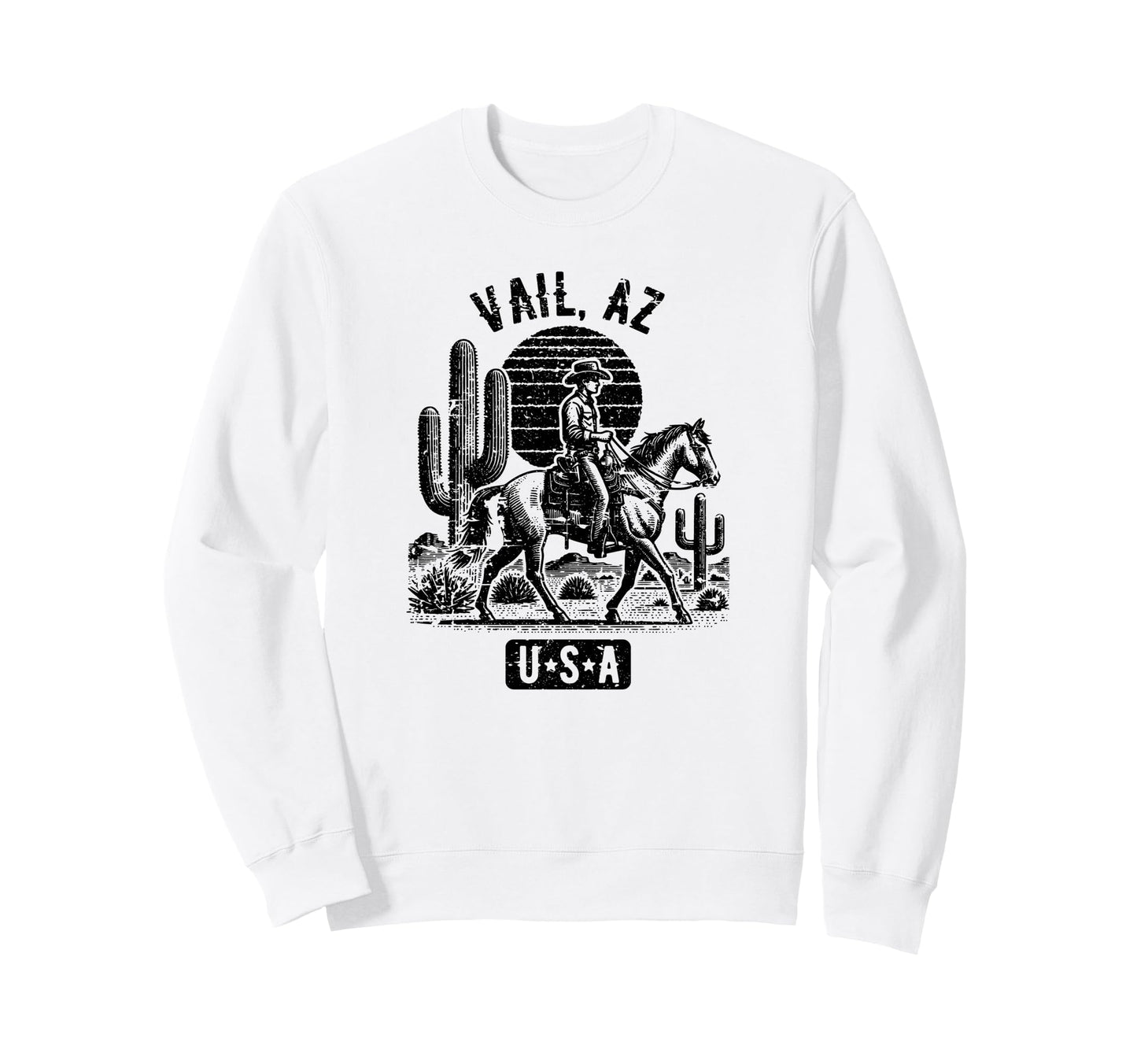 Vail Arizona Usa Cowboy Horse Sweatshirt - Unique Graphic Men Women - T-Shirt, Sweatshirt, Hoodie