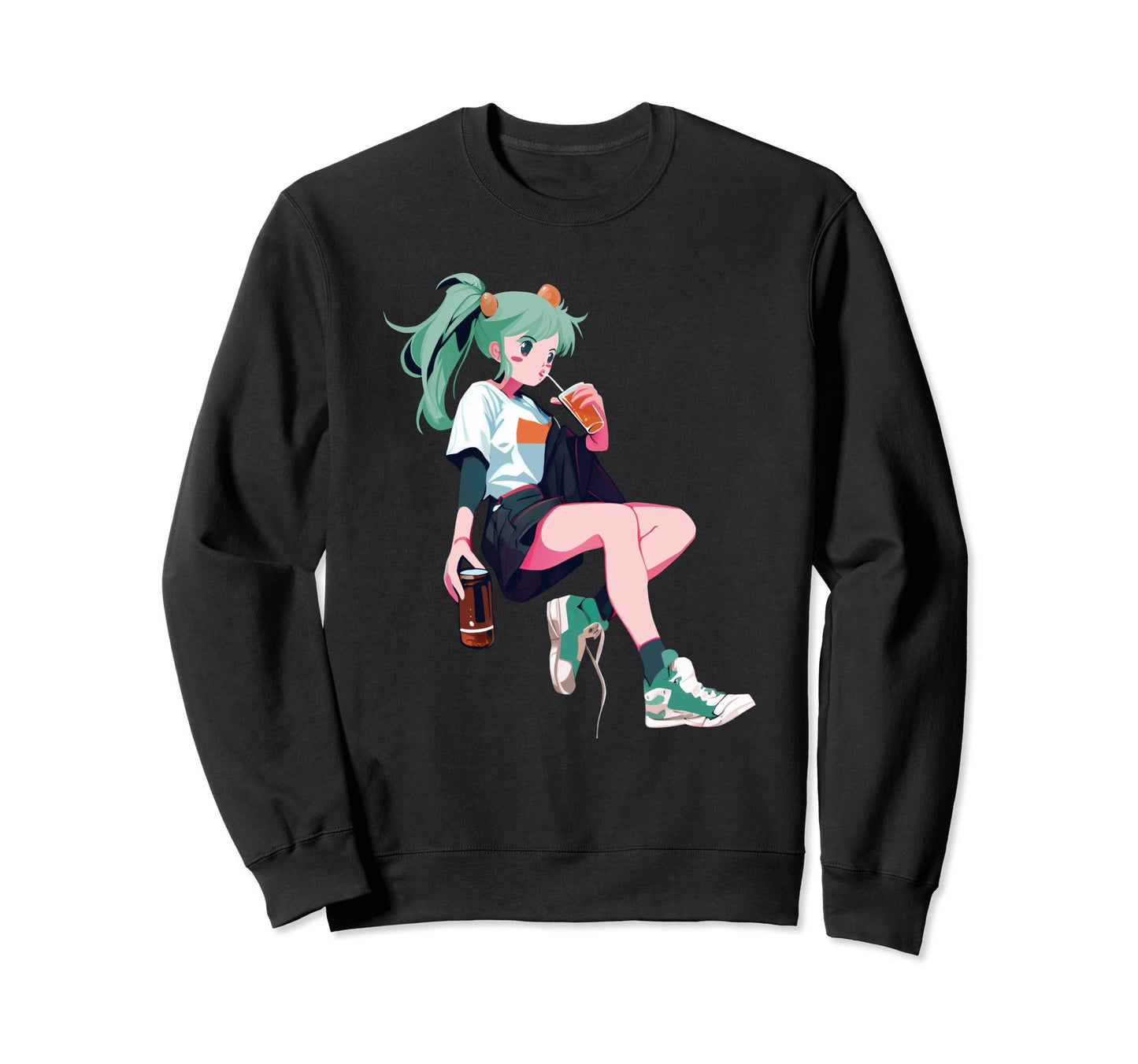 Anime Drinking Soda Japanese Anime Sweatshirt - Streetwear Style Men Women - T-Shirt, Sweatshirt, Hoodie