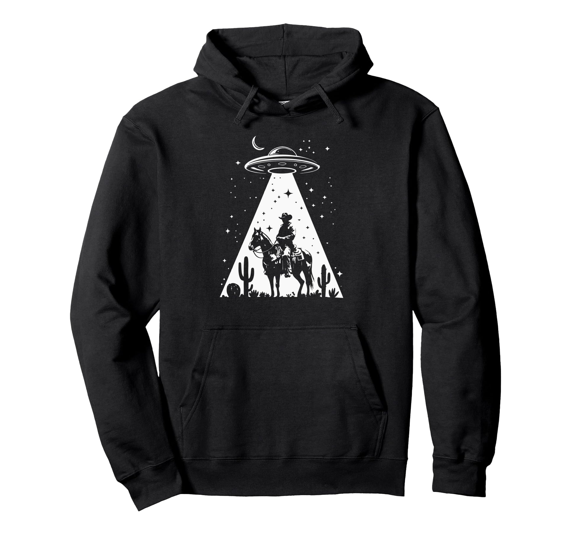 Cowboy Ufo Abduction Wild West Hoodie - Trendy Graphic for Adults - T-Shirt, Sweatshirt, Hoodie