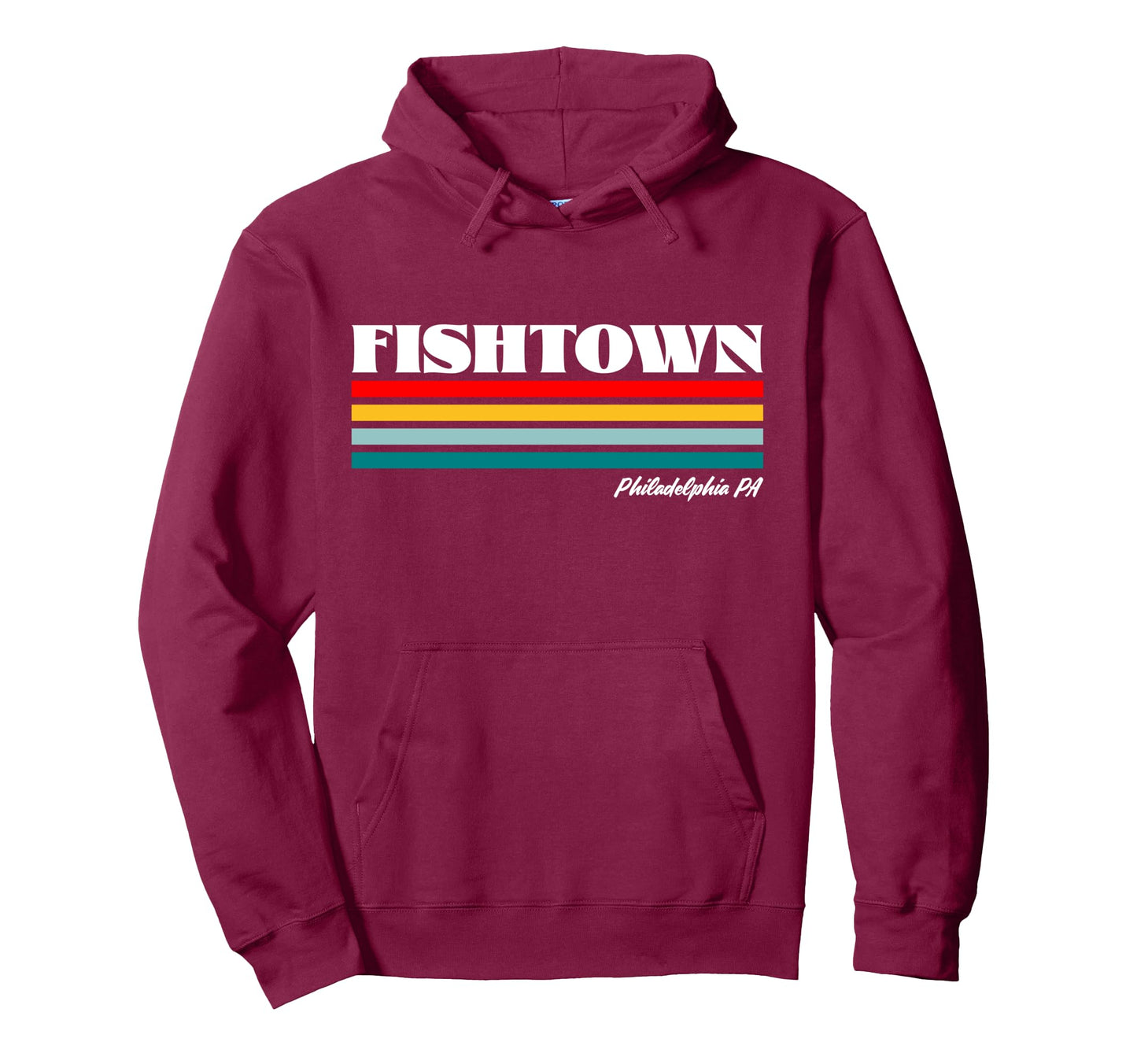 Fishtown Philadelphia Pa Rainbow Stripes Hoodie - Unique Graphic for Adults - T-Shirt, Sweatshirt, Hoodie